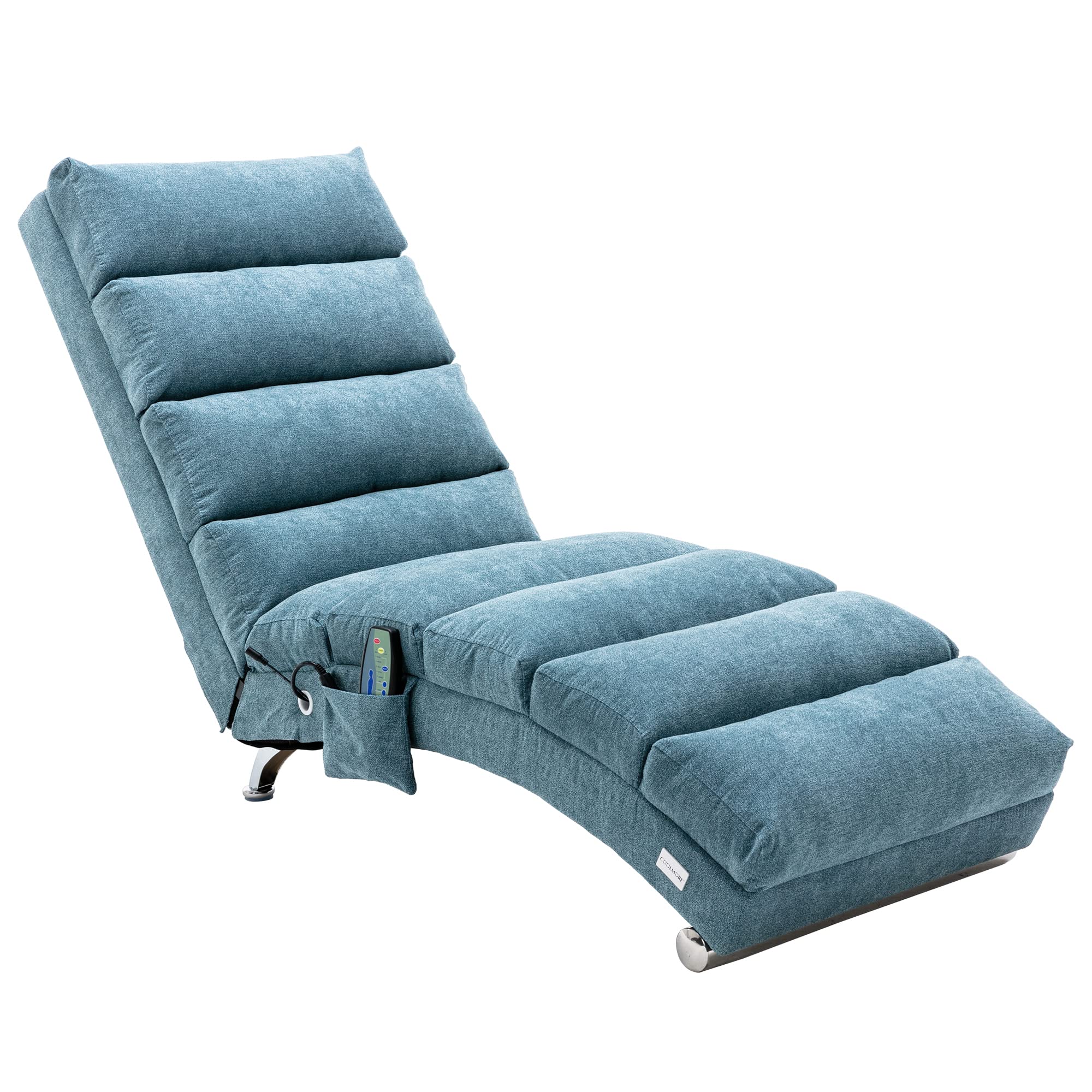 Electric Recliner Massage Chaise Lounge Chair - Ergonomic Linen Upholstered Modern Long Lounger for Living Room, Office & Bedroom - Perfect for Relaxation, Reading & Napping (Blue)