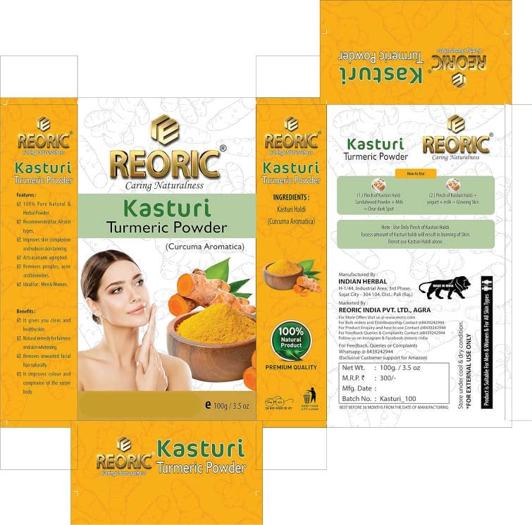 Organic Kasturi Turmeric Powder, Orange Peel Powder & Rose Powder - Curcuma Aromatica, Jangli Haldi, Kasthuri Manjal for Glowing Skin | Natural Face Mask Ingredients for Brightening, Acne Treatment & Anti-Aging | DIY Beauty Care Pack of 3