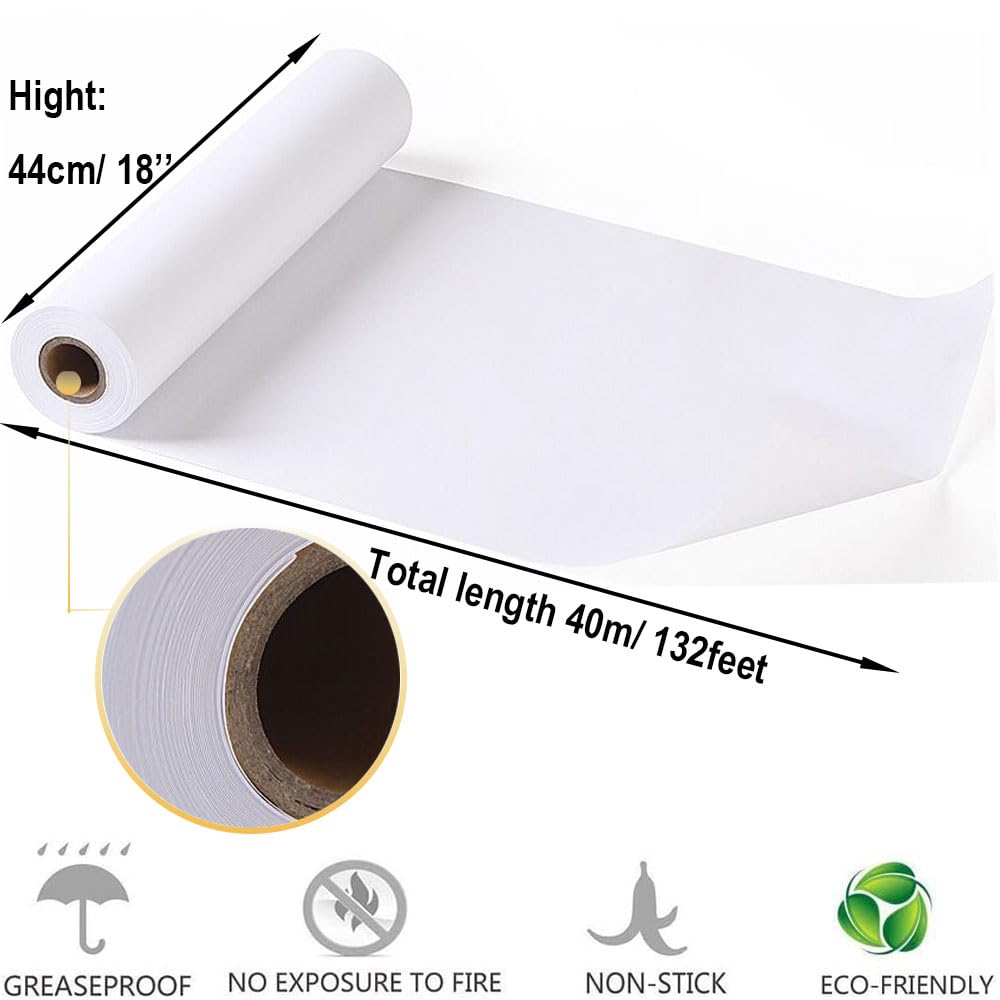 18x132 Feet Easel Paper Roll - White Drawing Paper for Kids Art Easel, Classroom & Craft Projects - 1 Pack (18