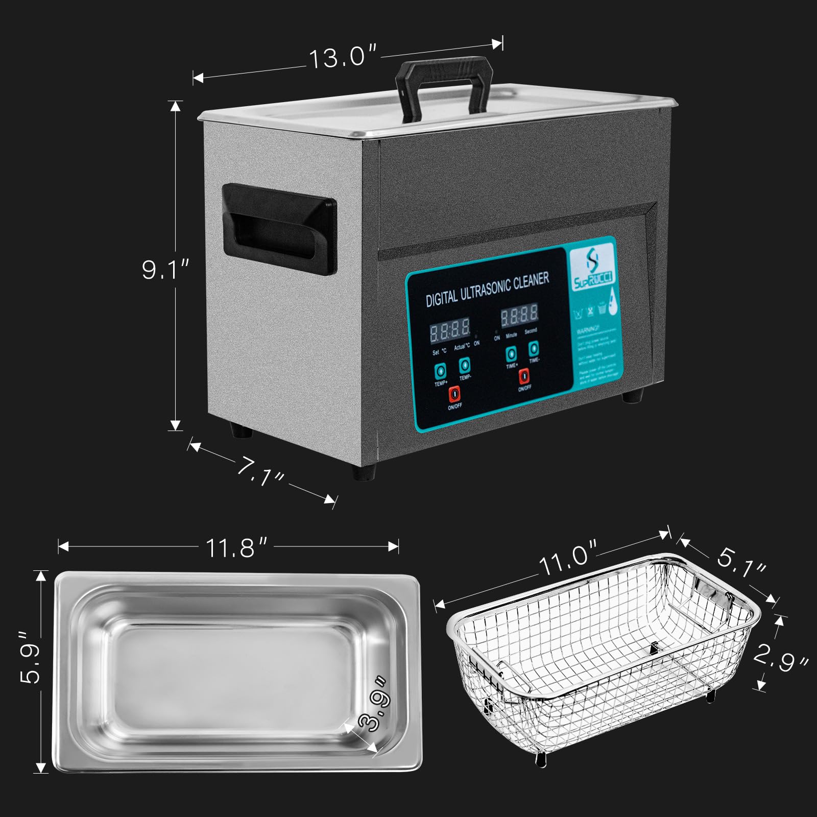 4.5L 180W Ultrasonic Cleaner with Heater & Timer - Professional Jewelry, 3D Prints, Carburetor, Circuit Board Cleaner - Safely Removes Oil, Rust - Perfect for Home Workshops, Jewelry Stores & Electronics Repair