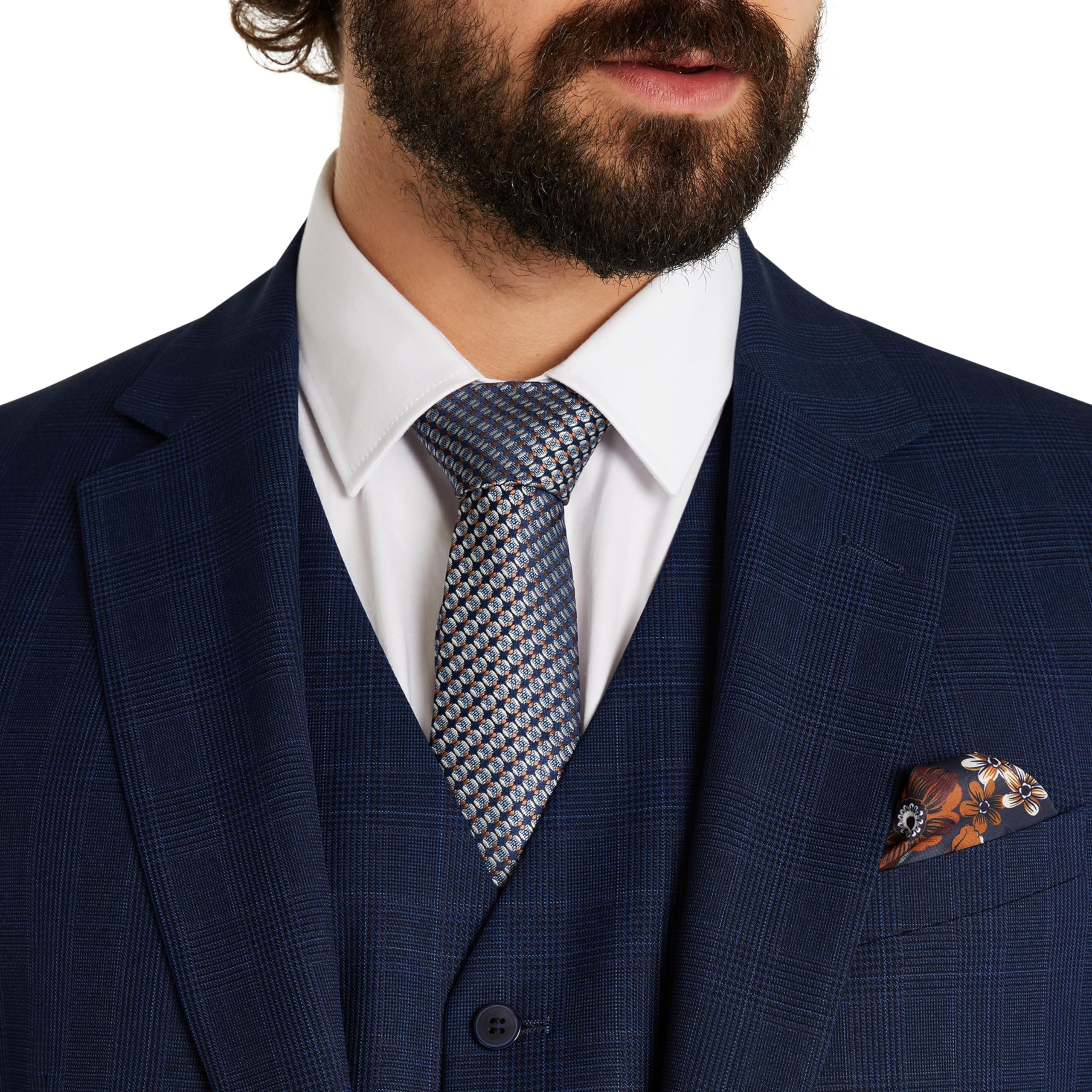 Johnny Bigg Saylor Men's Check Suit Jacket - Navy Notch Lapel Blazer | Formal & Business Attire for Weddings, Office & Special Events