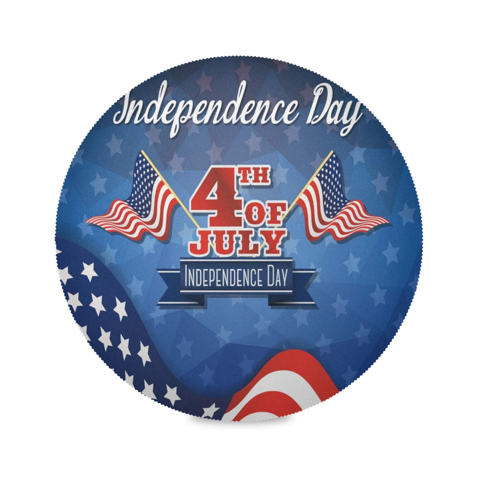 Xigua Independence Day Round Non-Slip Placemat - Washable & Heat Resistant Table Mat for Kitchen & Dining Decor (Set of 1) - Perfect for 4th of July Parties, Holiday Gatherings & Everyday Use