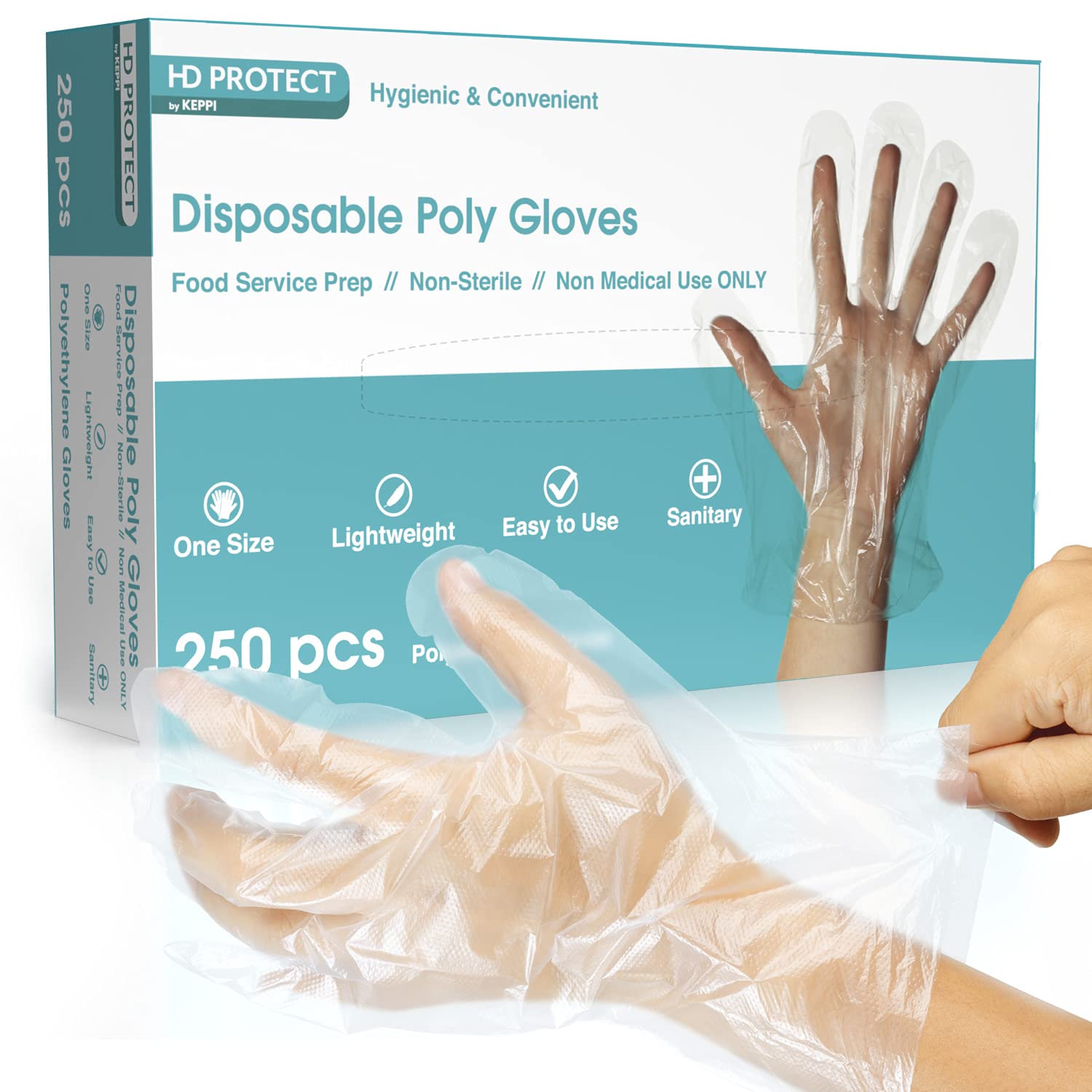 Disposable Plastic Gloves - 250 Pack Bulk Food Prep Gloves - Clear Food Service Gloves for Cleaning, Cooking & Food Handling - One Size Fits Most - Perfect for Restaurants, Catering, Home Kitchen & Medical Use