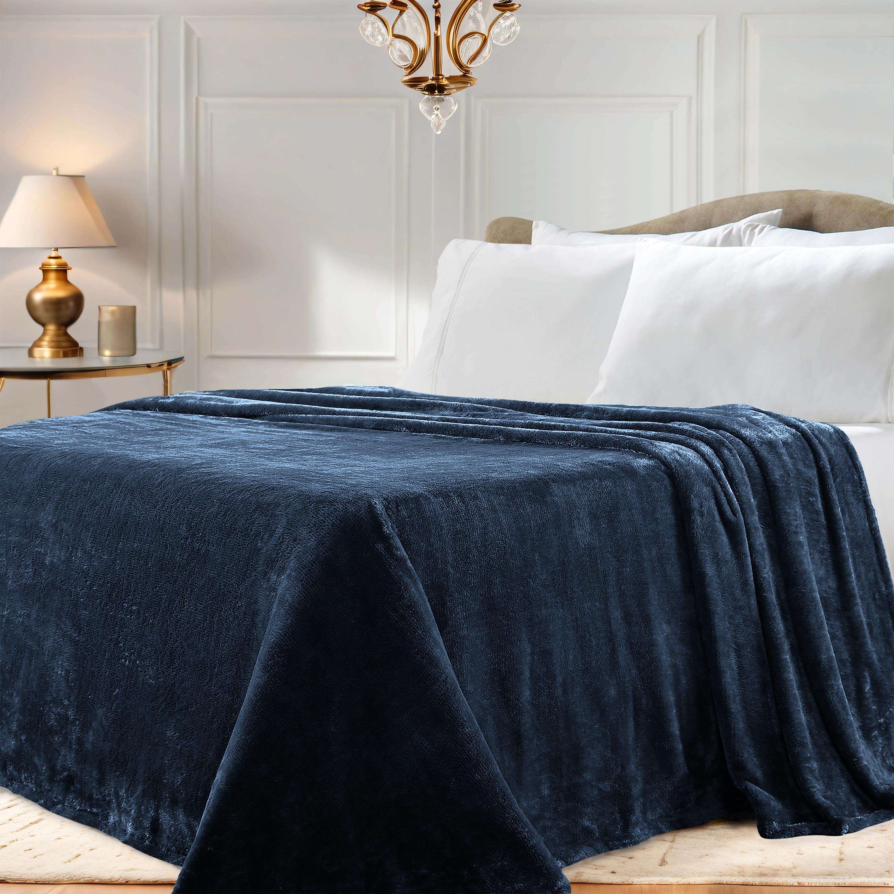 Premium Classic Solid Fleece Plush Blanket - Medium Weight, Ultra Soft & Cozy - Perfect for Bed, Sofa, Travel and Gift Giving
