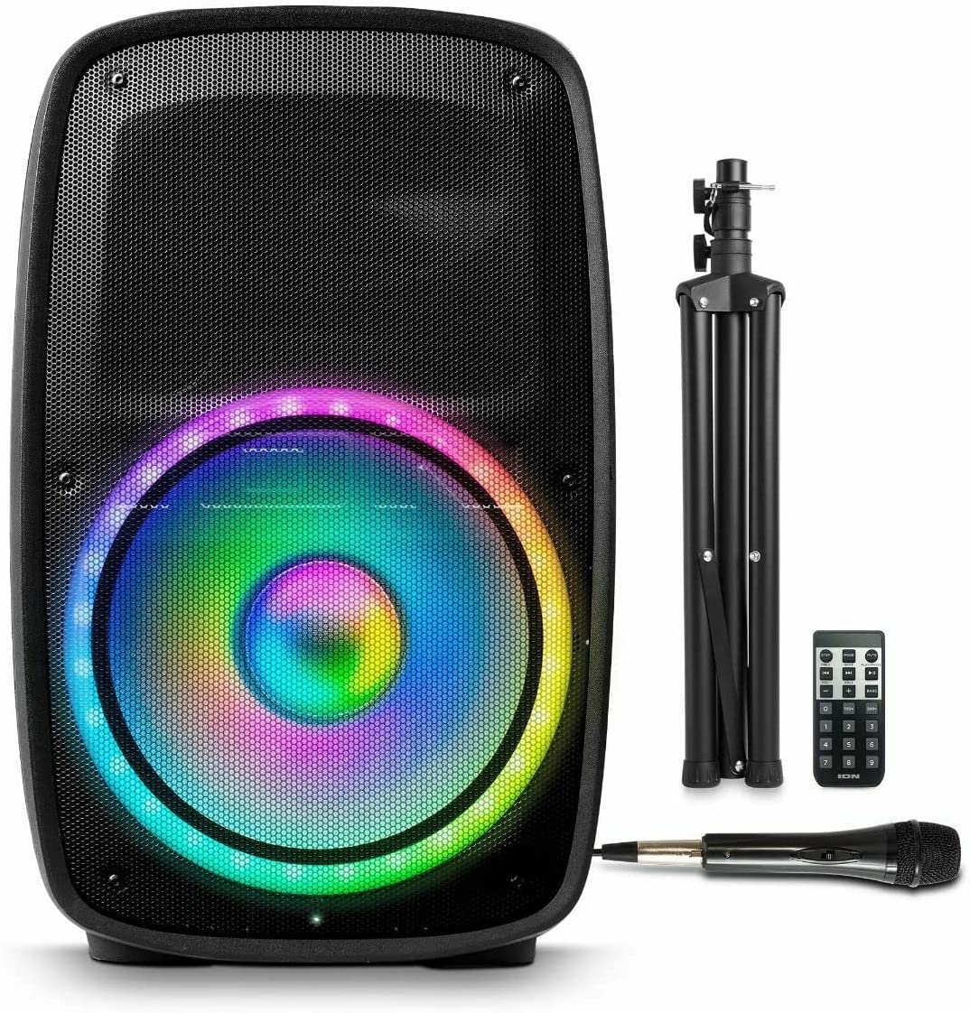 ION Audio Total PA Glow 500-Watt Bluetooth Party Speaker with LED Lights & Microphone - Powerful Bass, Clear Stereo Sound, Wireless Streaming | Perfect for Outdoor Events, DJ Parties & Home Entertainment (Renewed)