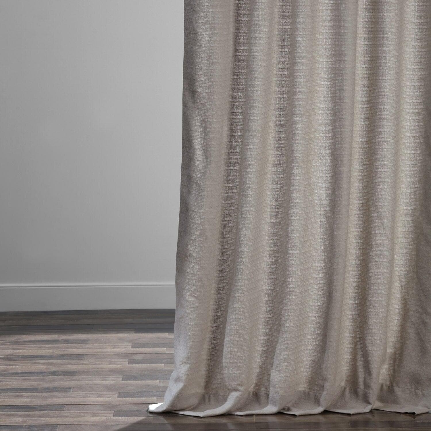 Fog Grey Grommet Textured Cotton Bark Weave Blackout Curtains for Bedroom & Living Room - Thermal Insulated Room Darkening Drapes for Better Sleep