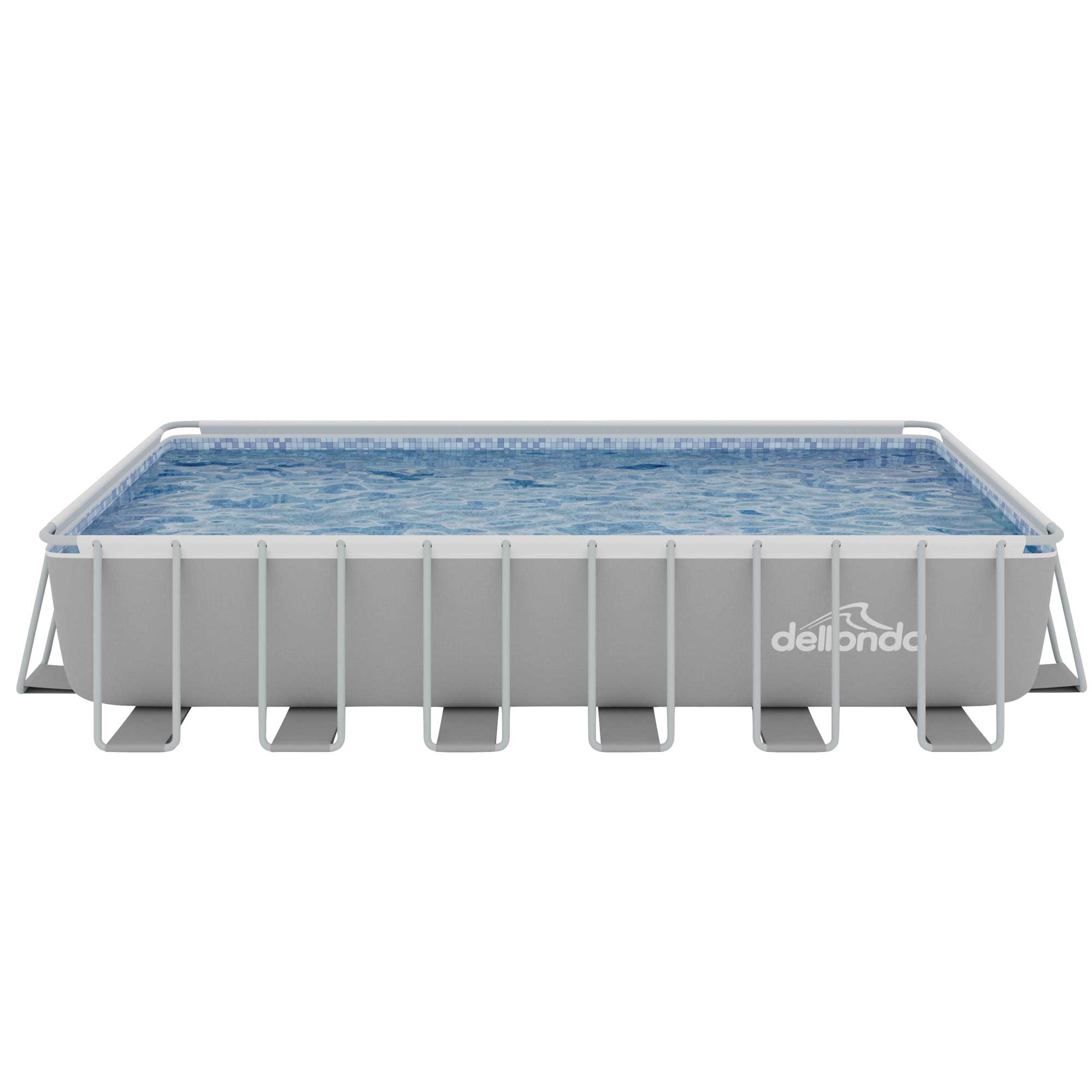 Dellonda 25ft Deluxe Steel Frame Above Ground Swimming Pool with Step Ladder, Pool Cover & Sand Filter Pump | Rectangular Backyard Pool for Family Fun, Summer Parties & Outdoor Relaxation | DL151