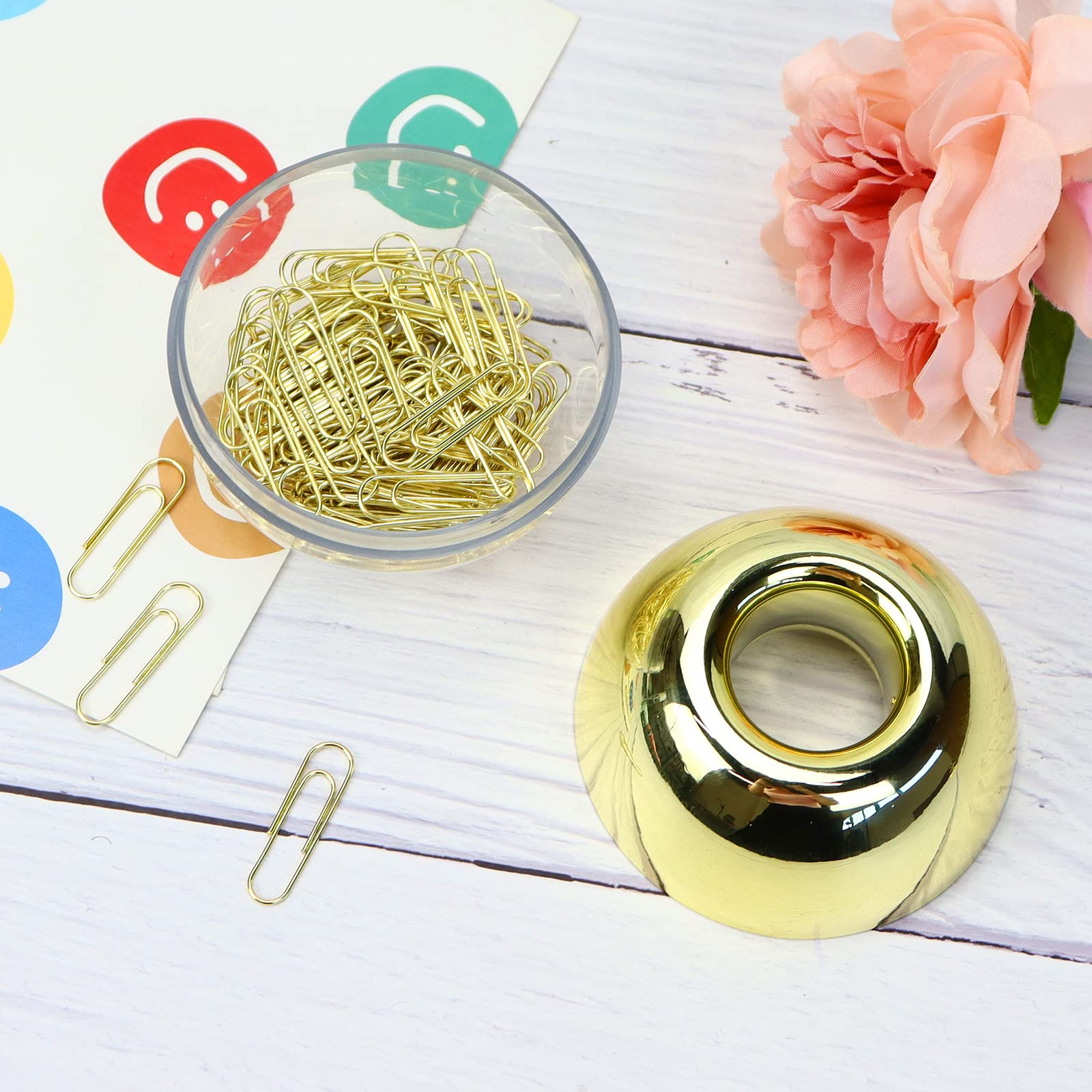 Magnetic Gold Paper Clips Holder - 1 Inch Modern Desk Organizer (100Pcs, 28mm) - Office, Home & School Stationery Supplies for Documents, Notes & Bulletin Boards