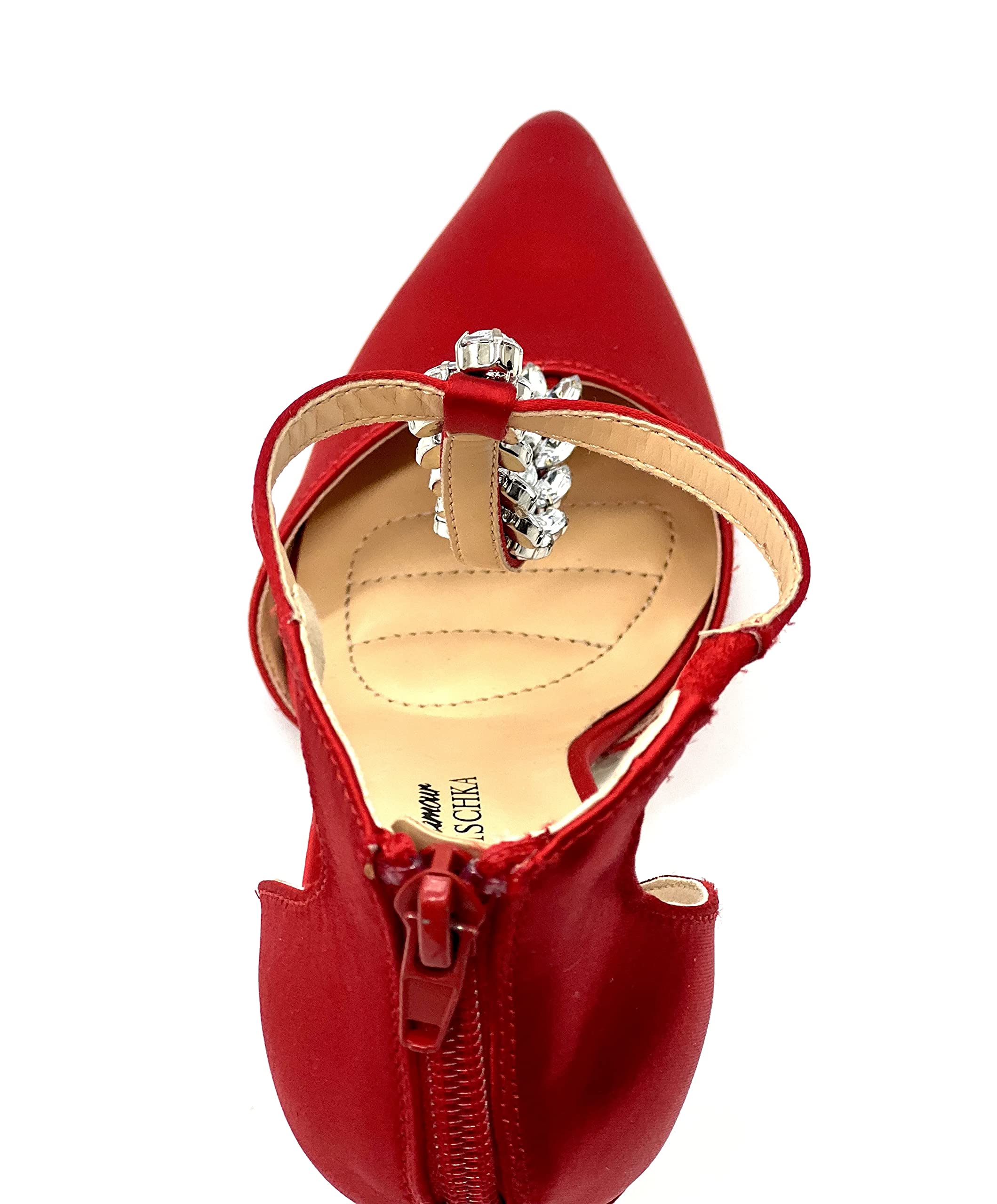 Women's Red Pumps Shoes - Elegant Jewel Embellished T-Strap Pointed Toe High Heels for Women | Perfect for Office, Party & Special Occasions