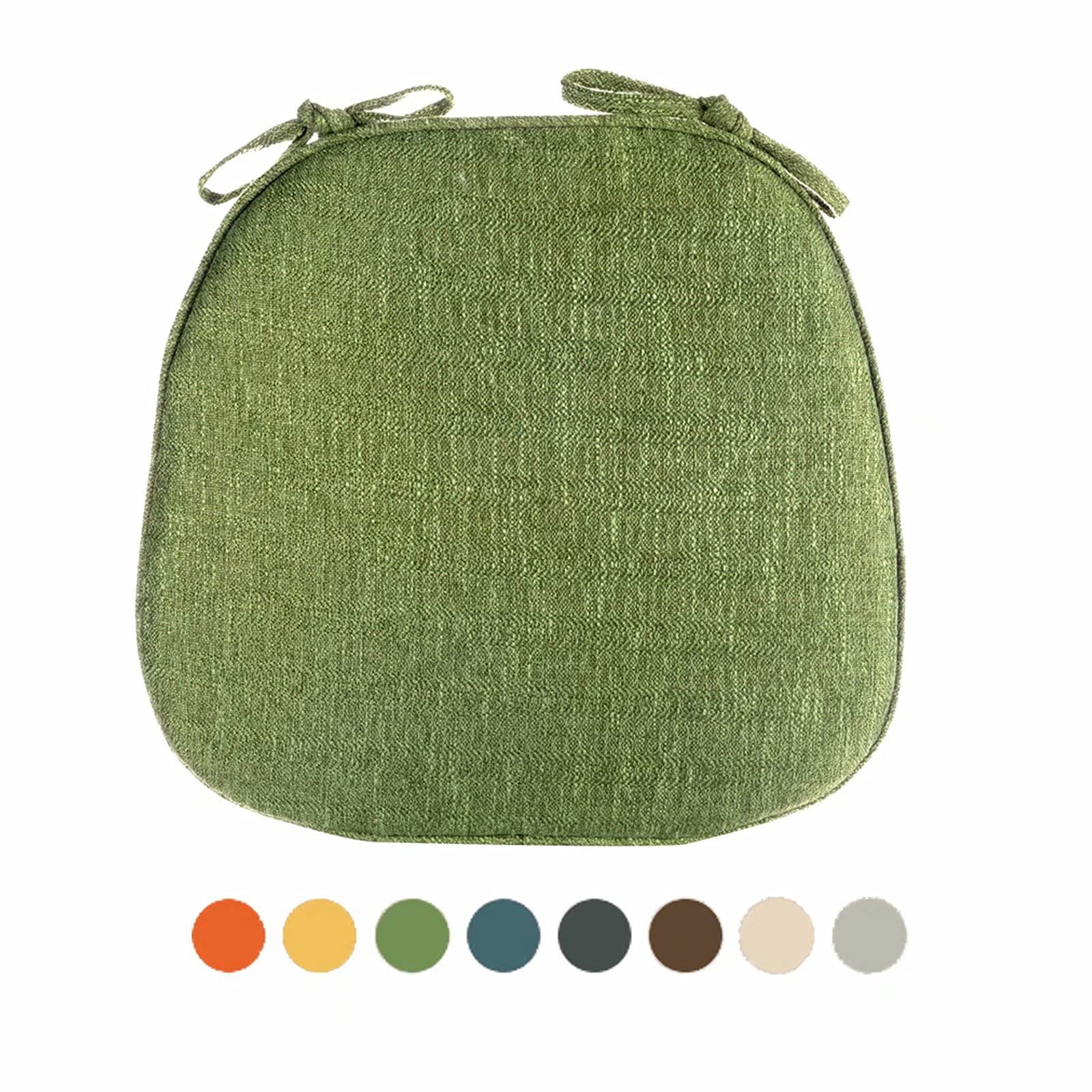 Premium Non-Slip Dining Chair Cushions Set of 4 - Washable Thick Seat Pads with Ties for Kitchen & Farmhouse Style Chairs | Perfect for Dining Rooms, Breakfast Nooks & Home Decor | Green Cotton Fabric
