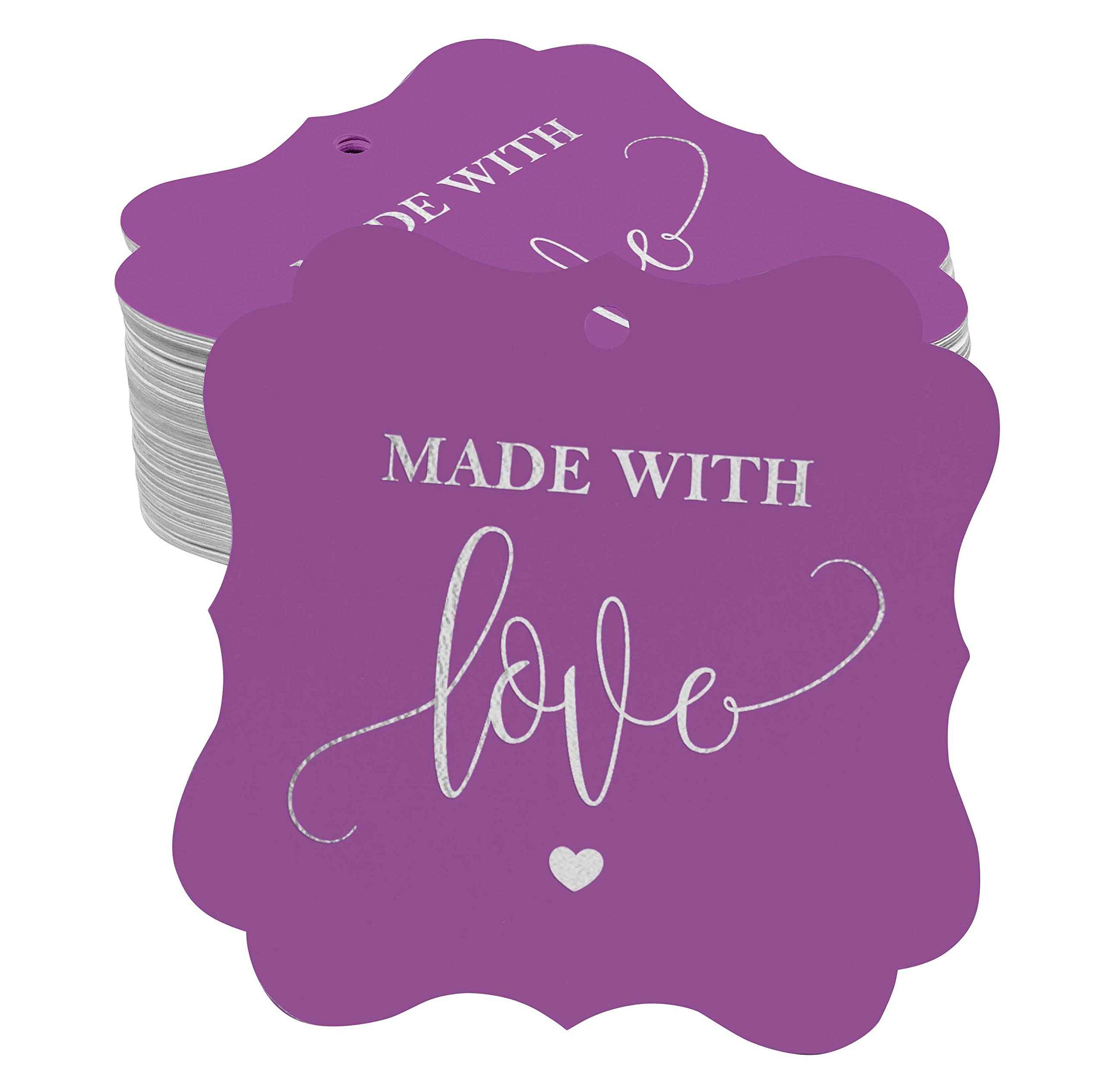 50 Pack Real Silver Foil Bracket-Shaped Paper Hang Tags - Elegant Wedding Favor Tags for DIY Invitations, Gift Wrapping & Party Decorations