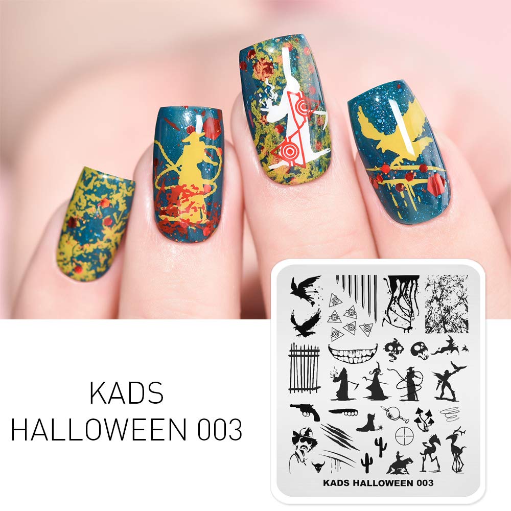 KADS Halloween Nail Art Stamping Kit - 10 Nail Stamp Plates with Pumpkin, Ghost, Skull & Bat Designs for DIY Nail Decoration (HA003) | Perfect for Halloween Parties, Costume Nails & Spooky Manicures