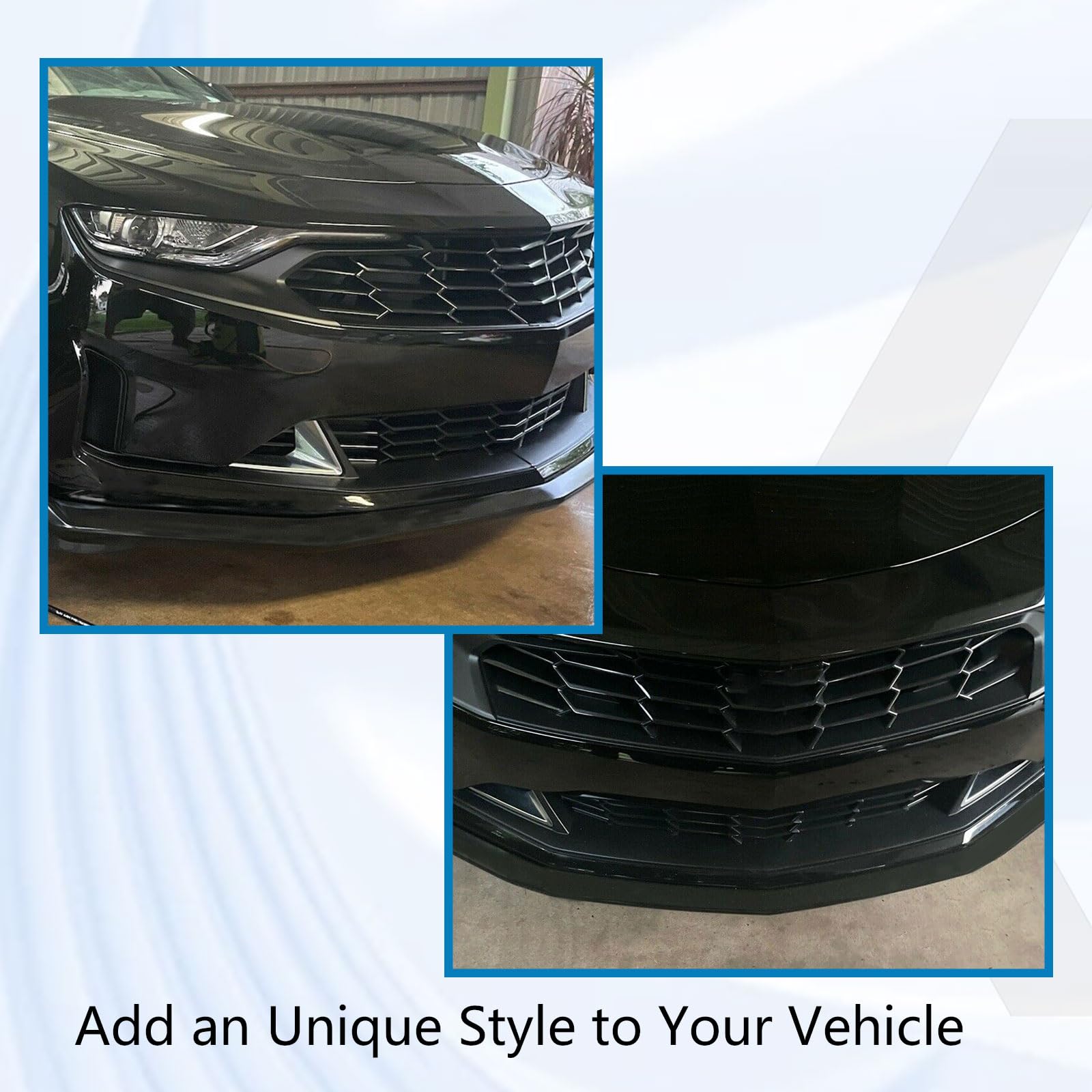 ECOTRIC Front Bumper Lip for 2016-2023 Chevy Camaro SS V8 - Carbon Fiber Front Air Chin Spoiler & Underbody Lip Kit | Enhances Aerodynamics & Sporty Look for Street Racing & Car Shows