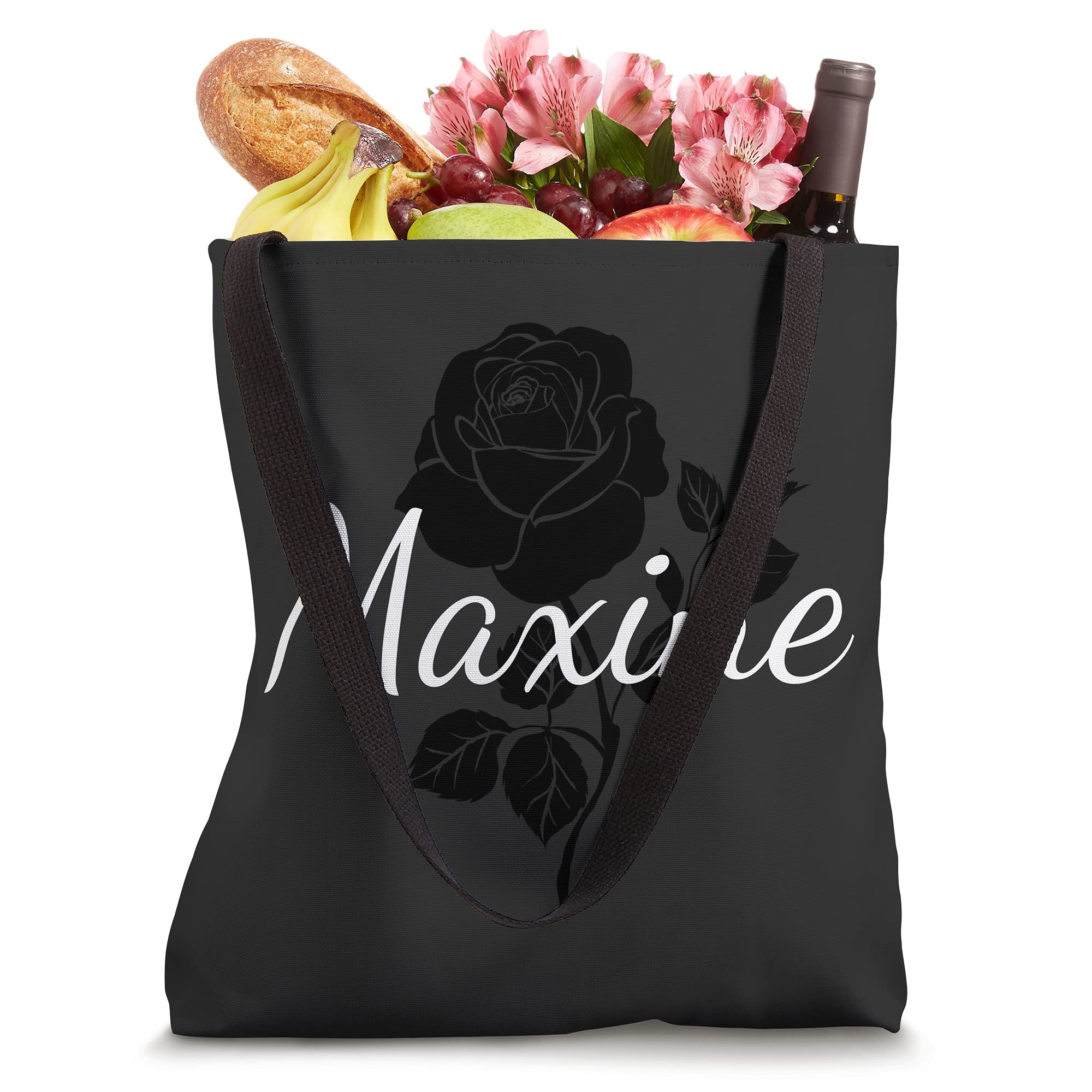 Custom Black Rose Gray Floral Personalized Tote Bag - Unique Gift for Women, Mom, Friends - Perfect for Shopping, Work, Travel & Daily Use