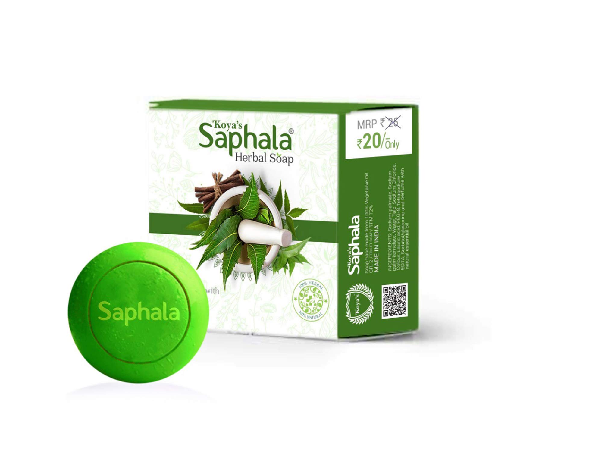 Koya's Saphala Herbal Neem Soap - 100g Each (Pack of 7 Bars) | Natural Ayurvedic Cleanser for Acne, Eczema & Skin Irritations | Perfect for Daily Face & Body Wash