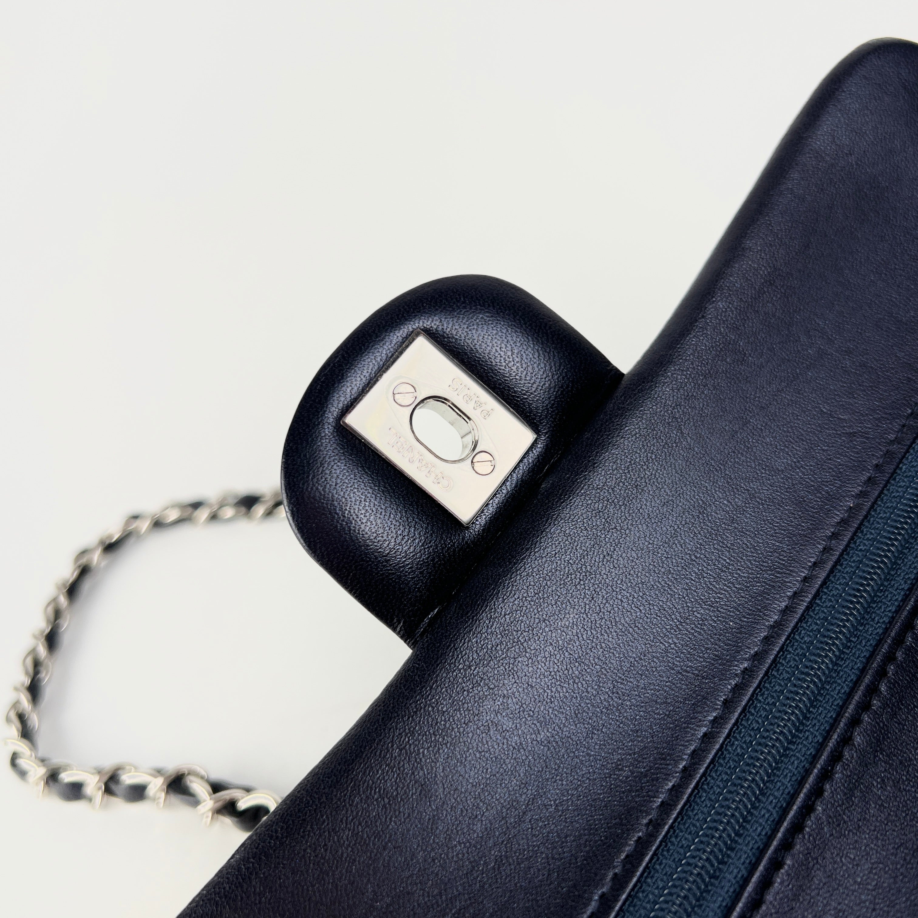 Chanel Small Double Classic Flap Bag in Metallic Navy Blue - Luxury Crossbody Purse for Women, Perfect for Evening Events & Date Nights