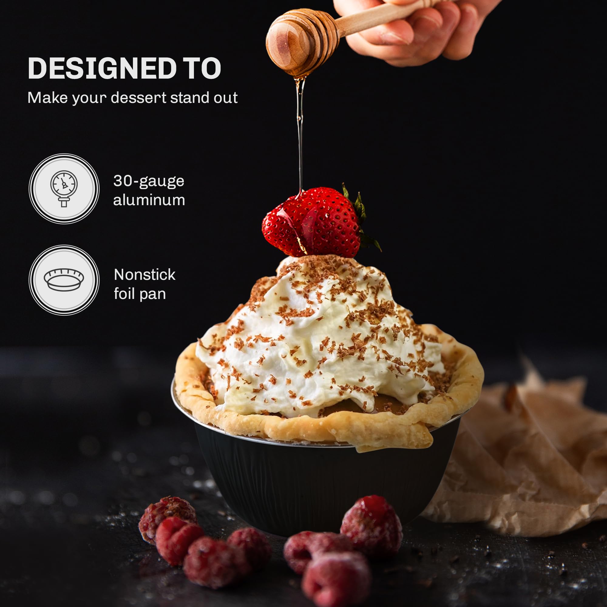 KitchenDance 4oz Disposable Aluminum Baking Cups with Lids - 500 Pack Black Stackable Foil Pans for Creme Brulee, Flan, Cupcakes & Desserts - Perfect for Home Baking, Party Catering & Restaurant Use