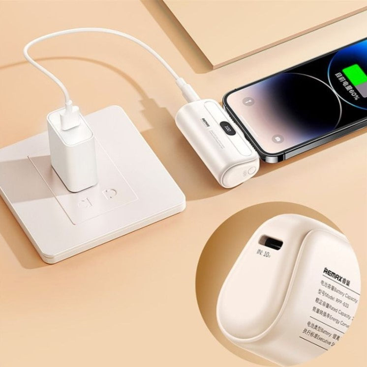 Remax Capsule Series 5000mAh Mini Power Bank - Portable Charger for iPhone, Samsung, Android - Perfect for Travel, Camping & Emergency Backup