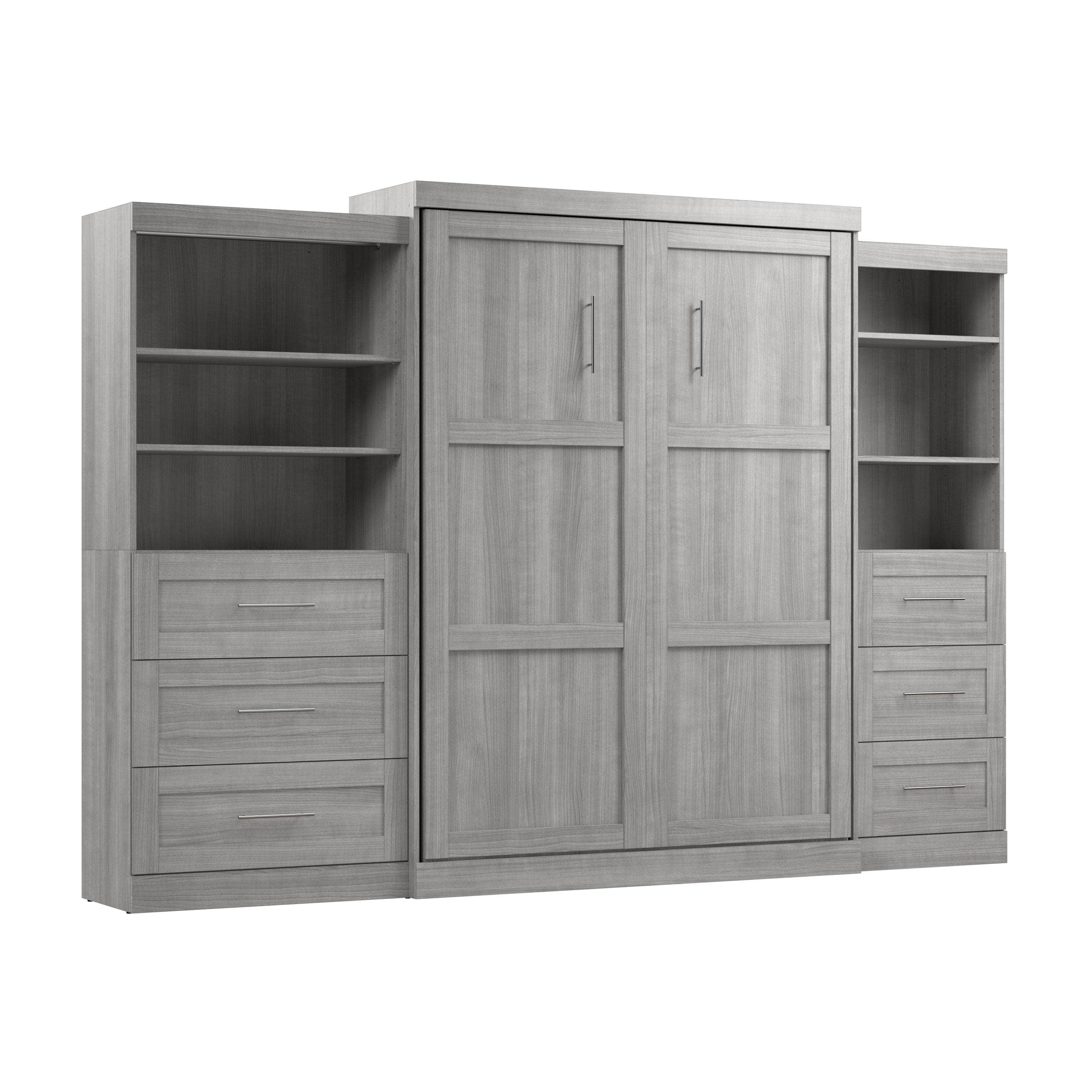 Pur Queen Murphy Wall Bed with 2 Storage Units & Drawers (126