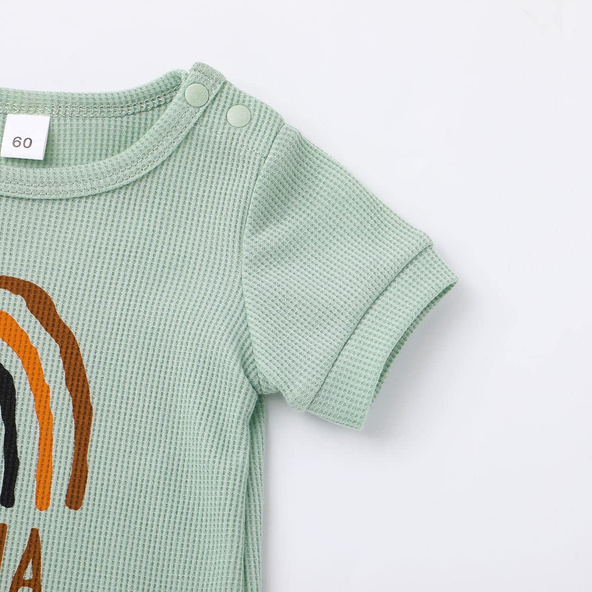Newborn Baby Girl & Boy Rainbow Romper - Waffle Knit Jumpsuit for Summer - Matching Family Outfits for Mom & Dad - Perfect for Photoshoots, Beach Trips & Family Gatherings