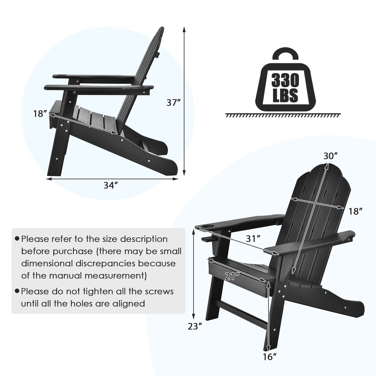 Giantex Set of 2 HDPE Weather-Resistant Adirondack Chairs – Outdoor Fire Pit Seating for Campfire, Deck, Garden, Yard, Porch & Lawn – Durable Composite Patio Furniture for Relaxing & Entertaining