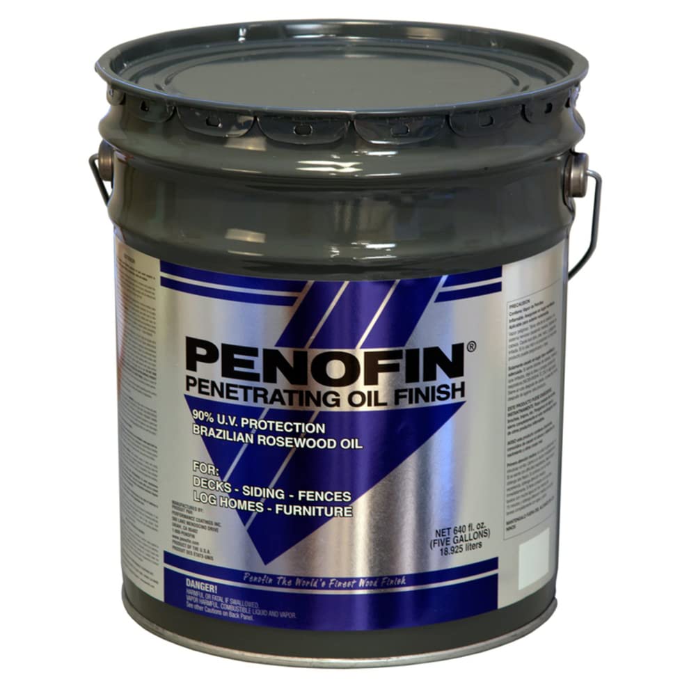 Penofin Blue Semi-Transparent Oil-Based Wood Stain - 5 Gallon for Decks, Fences & Outdoor Furniture | Premium Clear Wood Finish & Protection