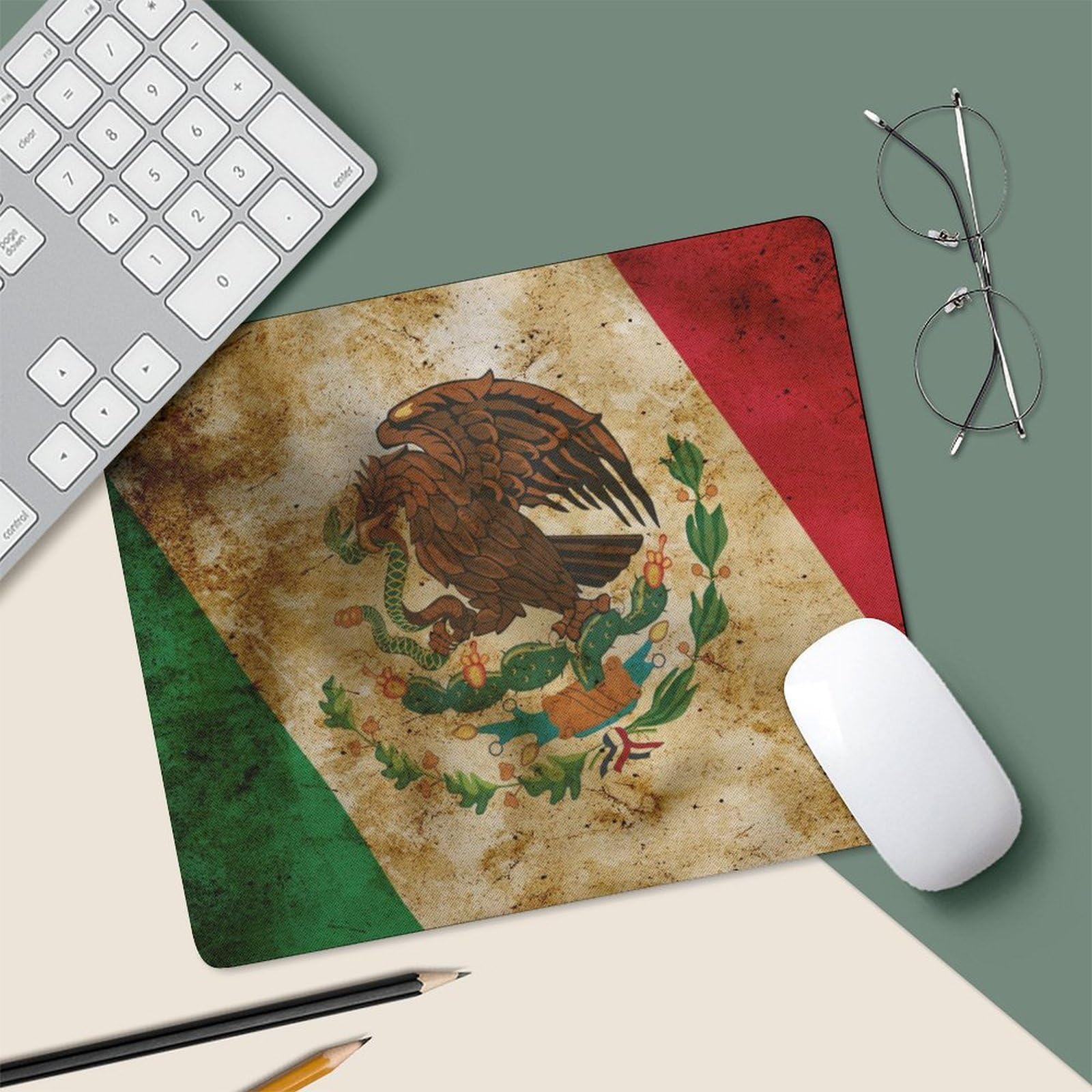 Vintage Mexico Flag Design Mouse Pad - Durable Non-Slip Waterproof Gaming Mouse Mat (20x25cm) for PC Laptop - Perfect for Home Office & Gaming Setup