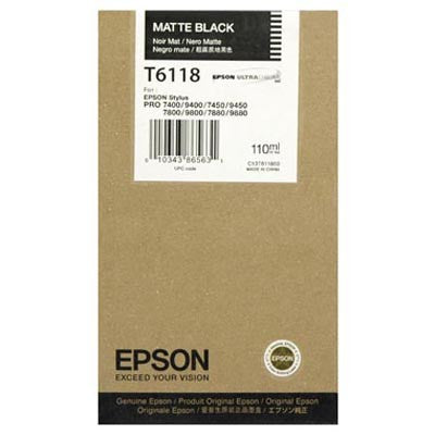 Epson T611800 Matte Black Ink 110ml - Compatible with Epson 7800/7880/9800/9880 Printers - Ideal for Photo Printing, Art Reproduction & Professional Graphics
