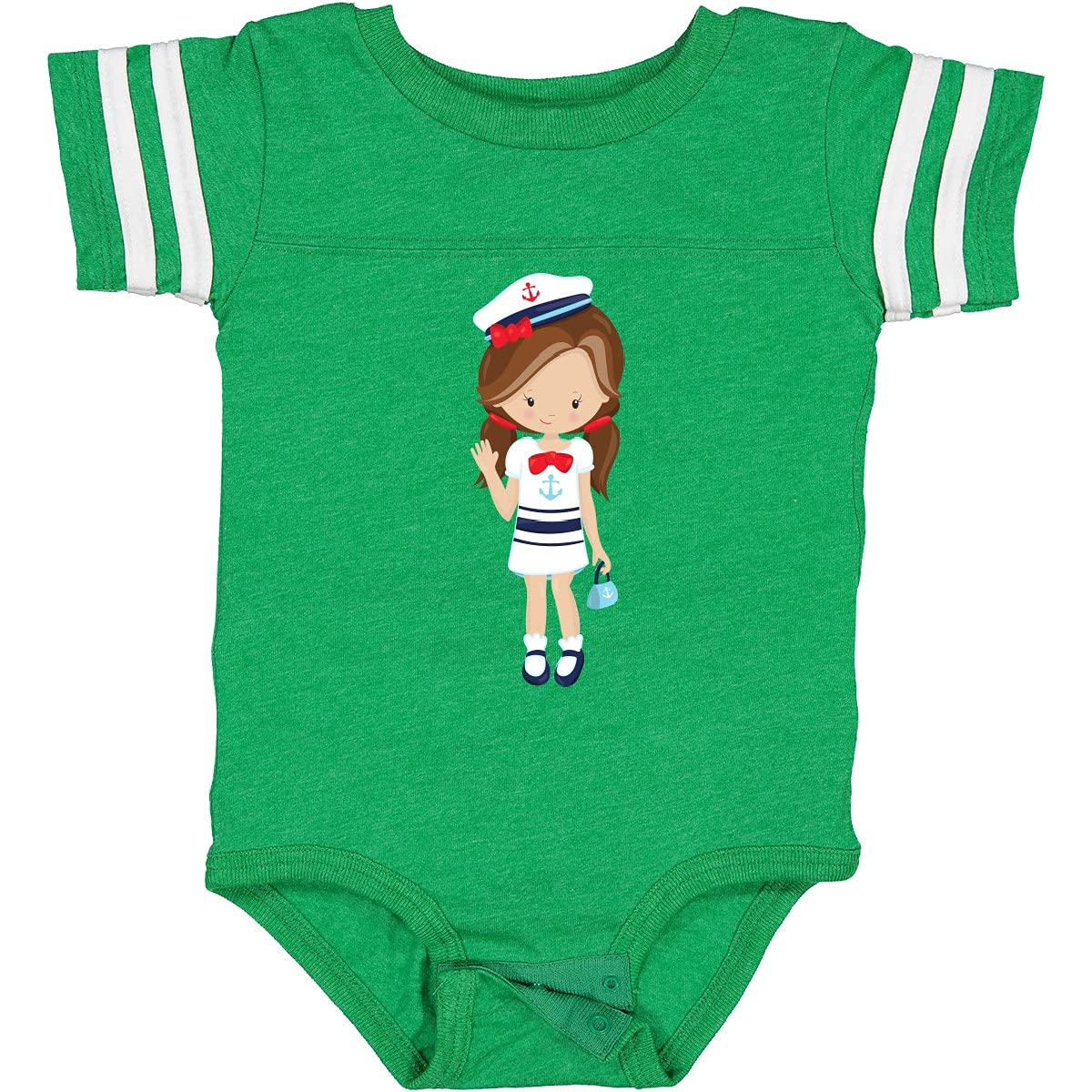 Inktastic Boat Captain & Skipper Cute Brown Hair Baby Bodysuit - Soft Cotton Onesie for Newborns, Infants & Toddlers - Perfect for Nautical Themed Parties, Beach Outings & Family Photos