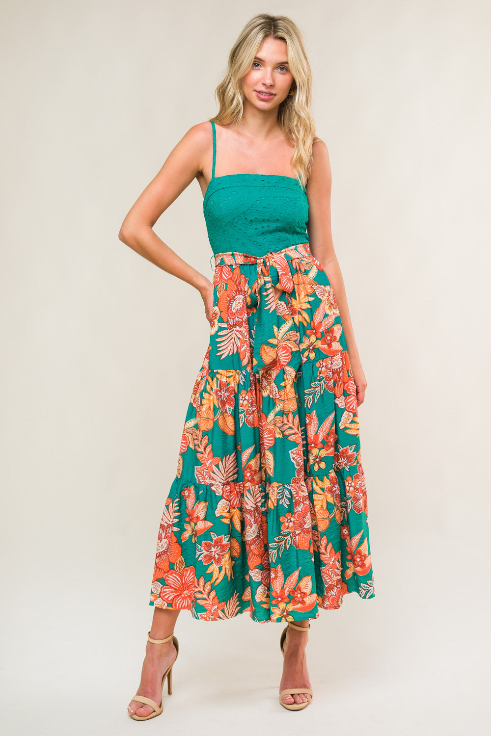 EVERMORE ELEGANCE Women's Woven Midi Dress - Flowy A-Line Summer Dress for Casual Wear, Office & Special Occasions