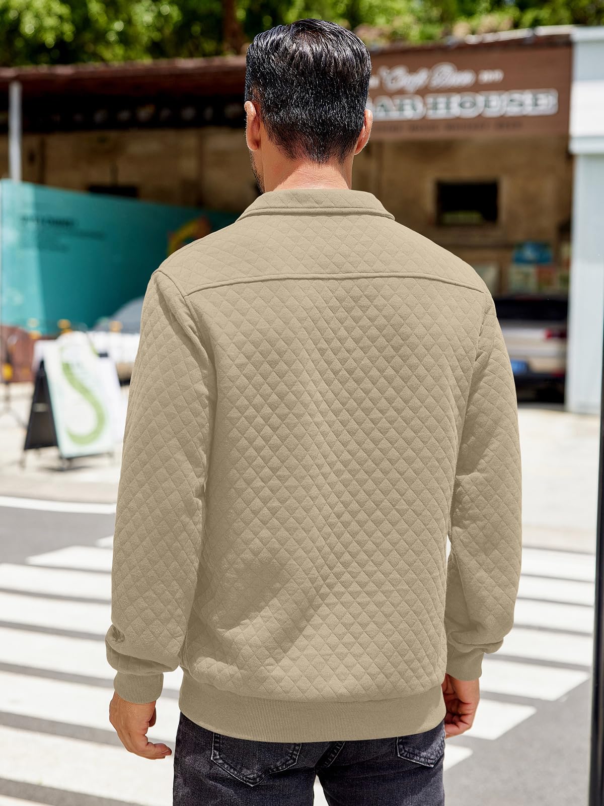 COOFANDY Men's Quilted Quarter Sweatshirt - Long Sleeve Mock Neck Waffle Knit Pullover with Pockets | Casual & Athletic Wear for Outdoor Activities, Workouts, and Everyday Style
