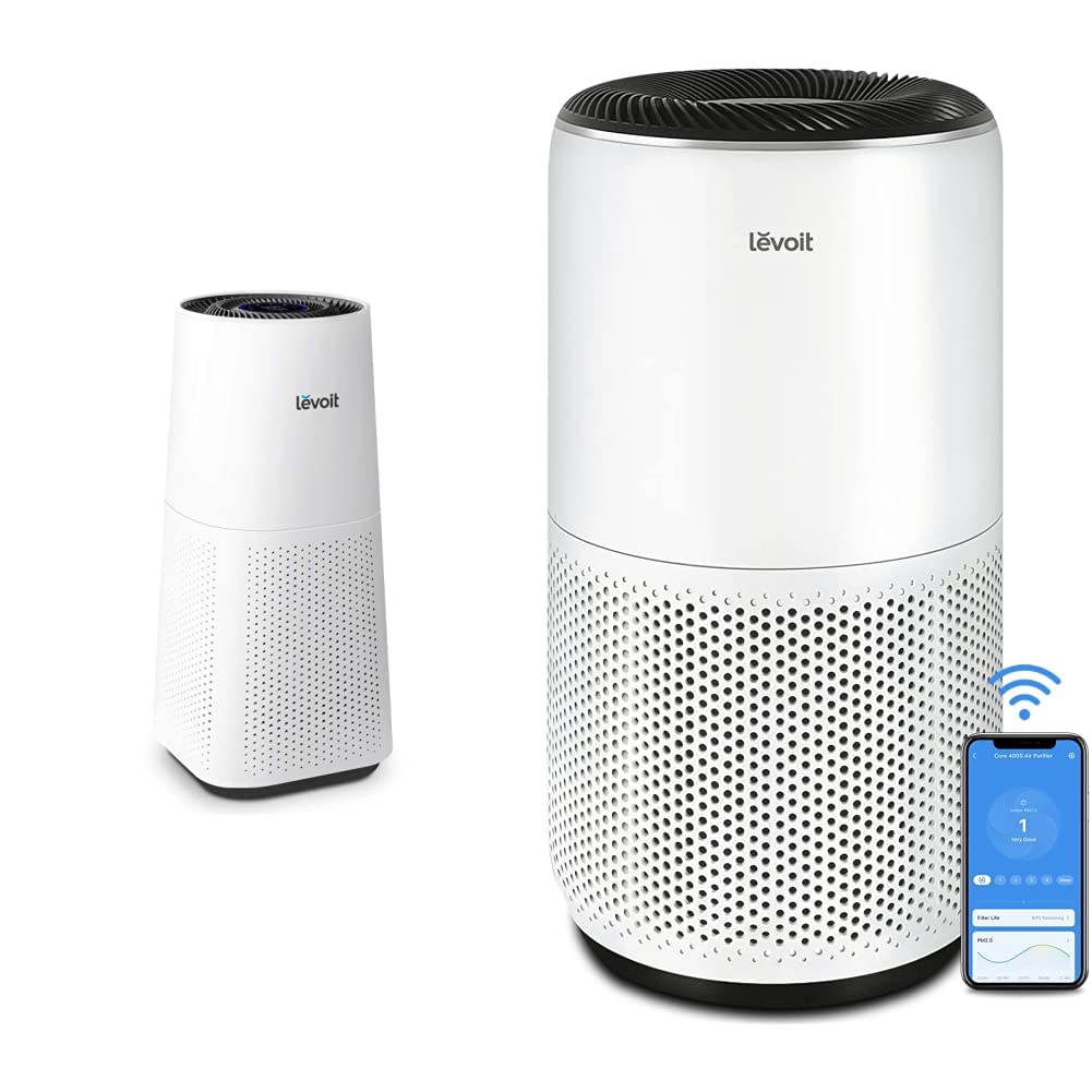 LEVOIT White Air Purifier for Large Rooms up to 1005 sq.ft - H13 True HEPA Filter Removes 99.97% of Dust, Pollen, Pet Dander - Smart WiFi & PM2.5 Monitor - Perfect for Allergy Relief and Cleaner Air in Bedrooms, Living Rooms, Offices