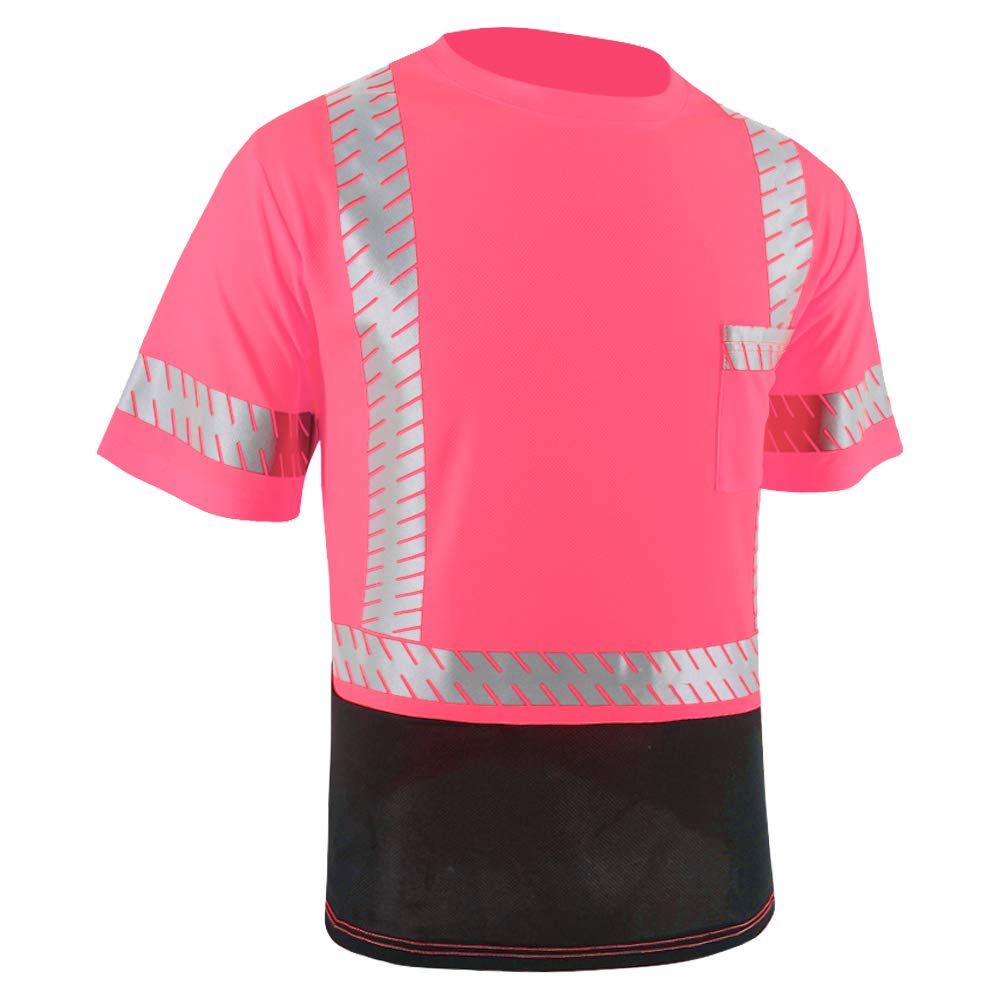 ANSI Class 3 High Visibility Safety Shirts with Reflective Strips - Black Construction Work Shirts for Men | OSHA Compliant Workwear for Road Crews & Night Shift Workers