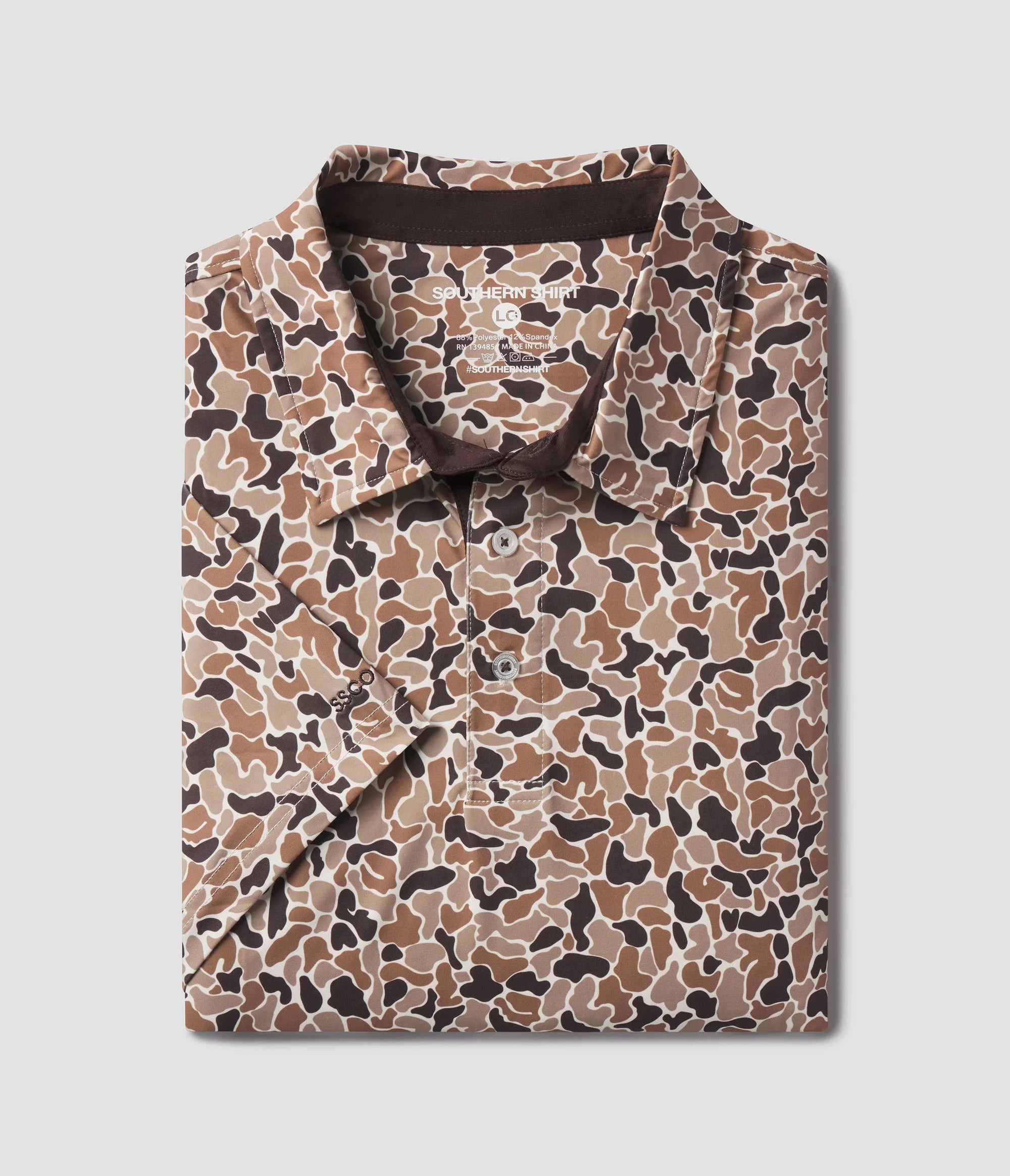 Southern Shirt Co. Ember Brown Printed Polo Shirt for Men - Comfortable Hunting & Outdoor Casual Wear - Perfect for Camping, Fishing, and Outdoor Adventures