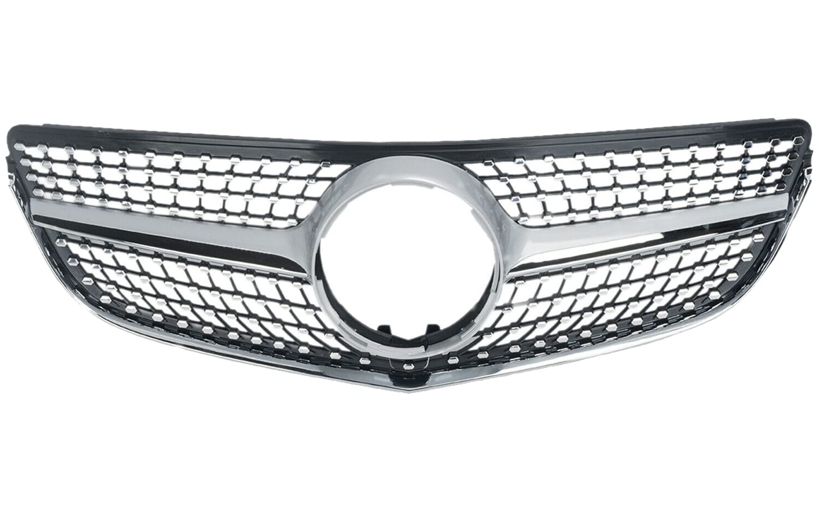 KARPAL Diamond Grille Grill for 2014-2017 Mercedes Benz W207 E-Class Coupe - Silver Chrome Mesh Front Bumper Replacement | Enhances Luxury Style for Car Shows & Daily Driving