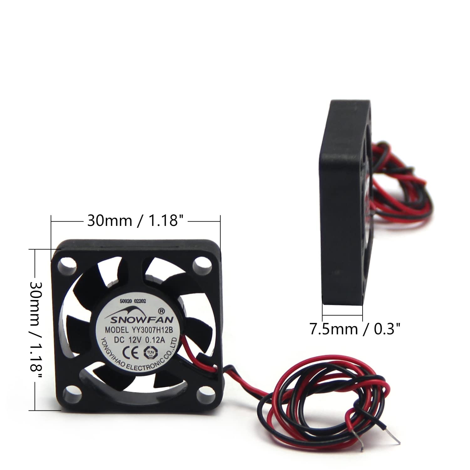 Fielect 12V Brushless DC Cooling Fan 30x30x7mm - Ultra Quiet Mini Computer Fan with FDB Bearing for CPU & PC Case Cooling - Perfect for Gaming PCs, Servers, and Electronics Projects (0.12A)