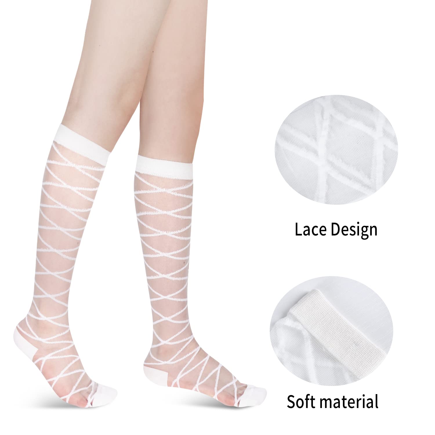 Benefeet Women's Knee High Fishnet Socks - Kawaii Lolita Style for Cosplay & Fashion
