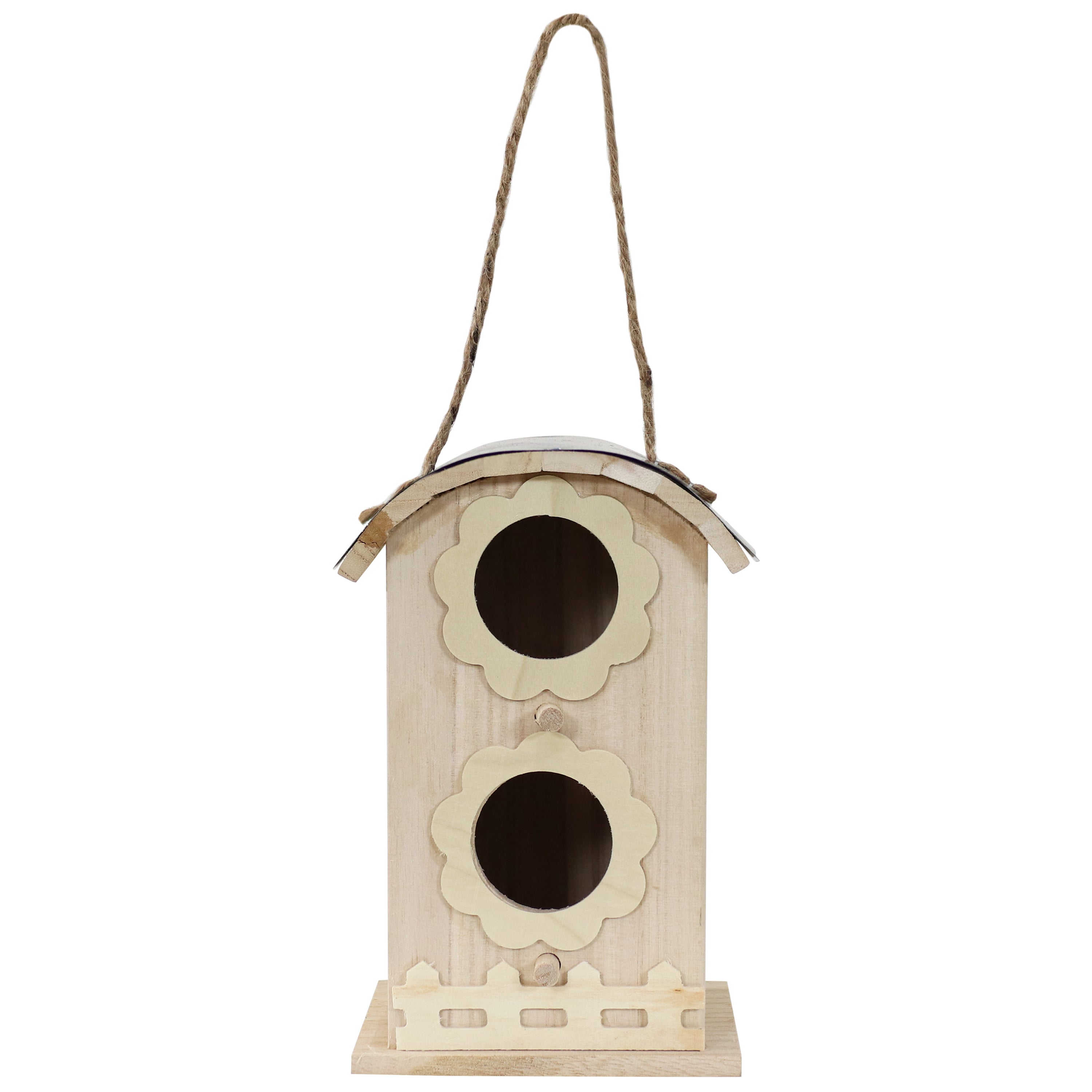 Sunnydaze Wooden Bungalow Outdoor Hanging Bird House - Natural Wood Bird Feeder for Garden, Patio & Backyard - Attracts Wild Birds for Birdwatching & Nature Lovers