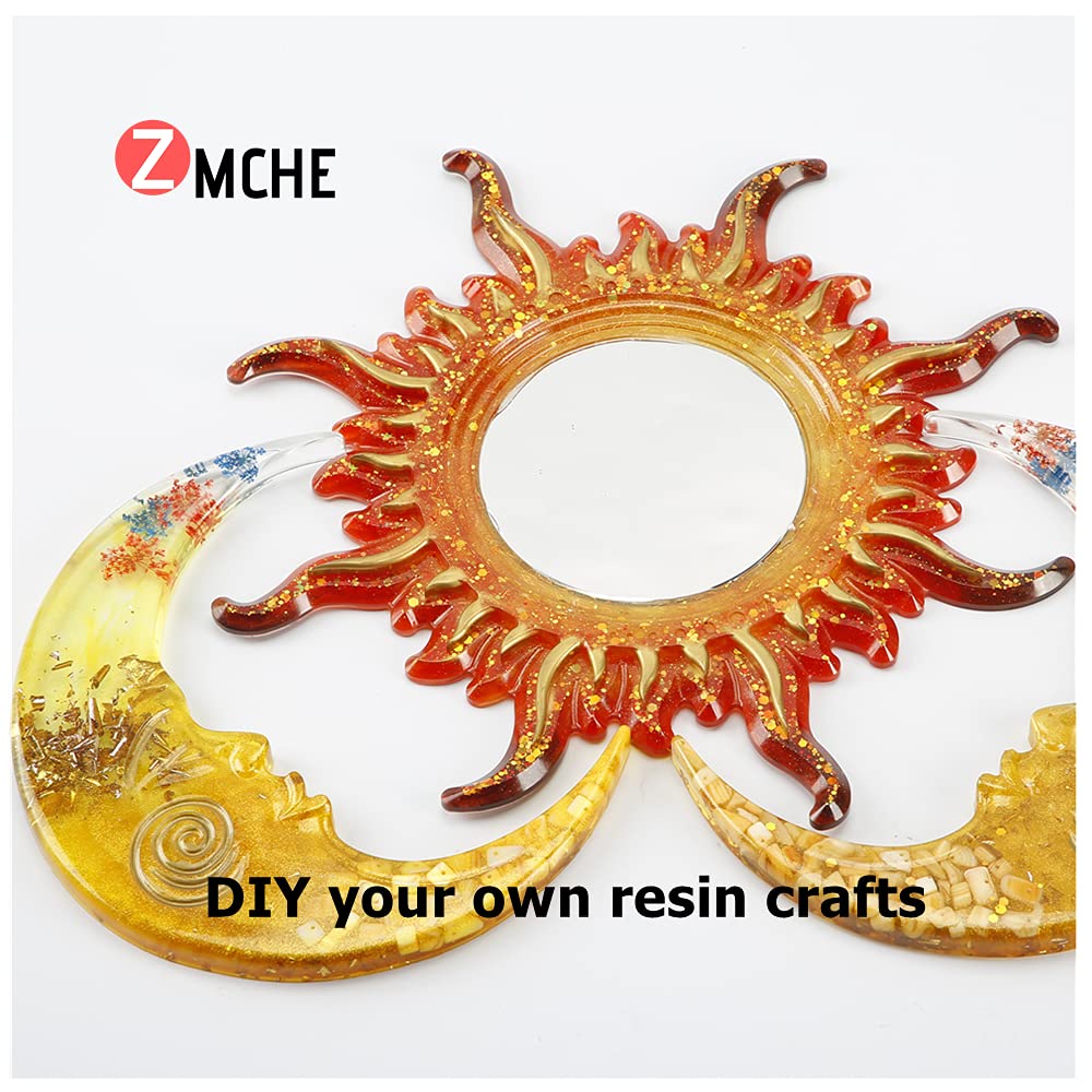 Sun and Moon Silicone Molds for Epoxy Resin | Crescent & Sunburst Mirror Resin Molds | DIY Art Crafts & Home Decor | Perfect for Wall Art, Jewelry Making, and Gift Projects