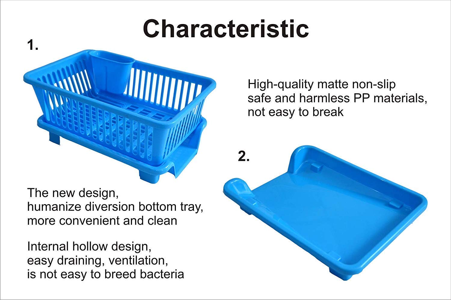 Clazkit 3-in-1 Large Plastic Kitchen Sink Dish Rack with Drainer & Drying Tray - Space Saving Dish Organizer for Utensils, Cutlery & Kitchen Tools - Perfect for Small Kitchens, Apartments & RVs (Color May Vary)