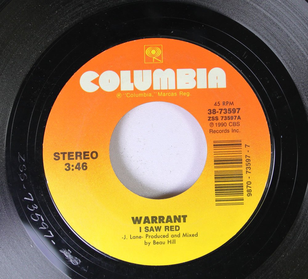Warrant 45 RPM Vinyl Single - I Saw Red / Acoustic Version - Classic Rock Collectible for Music Lovers & Vinyl Enthusiasts - Perfect for Home Listening, Gifts & Record Collections