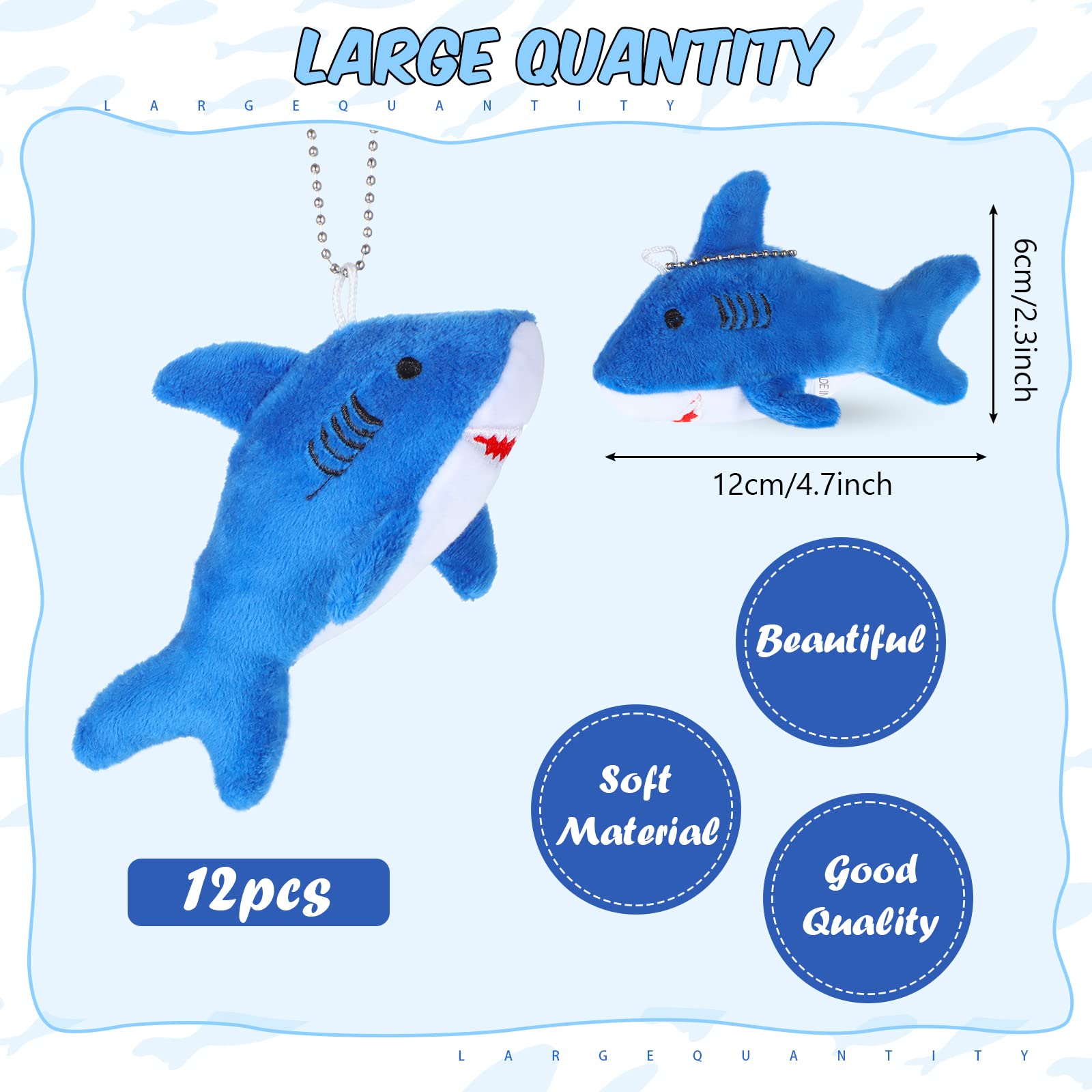 Chalyna Mini Stuffed Animal Soft Shark Plush Toy - 4.7 Inch Dark Blue Ocean Creature for Kids & Babies | Bulk Party Favors, Nursery Decor, Birthday Gifts | No Light Feature