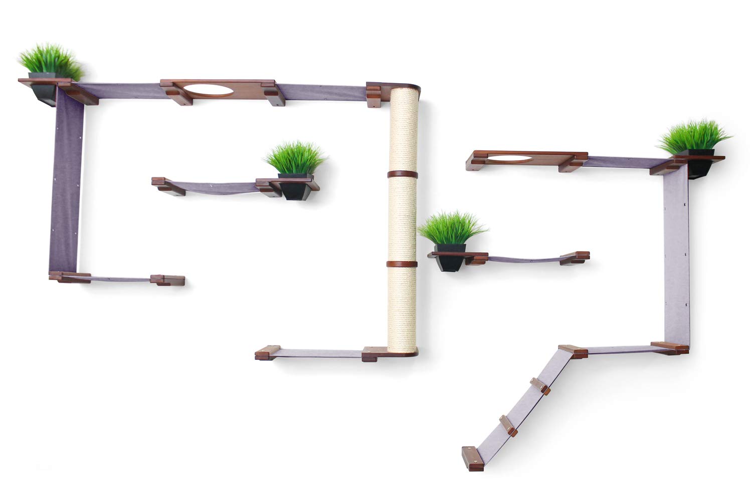 Multi-Level Wall Mounted Cat Climbing Furniture - Scratch Post, Hammock Lounge & Play Activity Center for Indoor Cats | Space-Saving Cat Tree Shelves for Small Apartments | Perfect for Play, Rest & Exercise