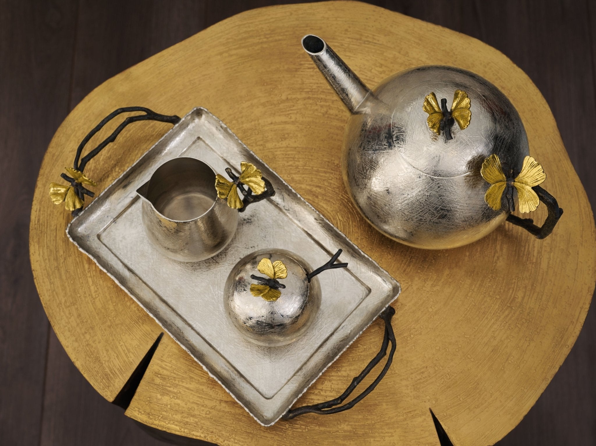 Butterfly Ginkgo Ceramic Pot with Spoon - Elegant Tea Canister & Sugar Jar for Kitchen & Dining Room Decor