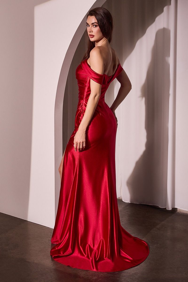 Asha | Elegant Off Shoulder Satin Evening Gown for Women - Ladivine J877 | Perfect for Prom, Wedding, Red Carpet & Special Occasions