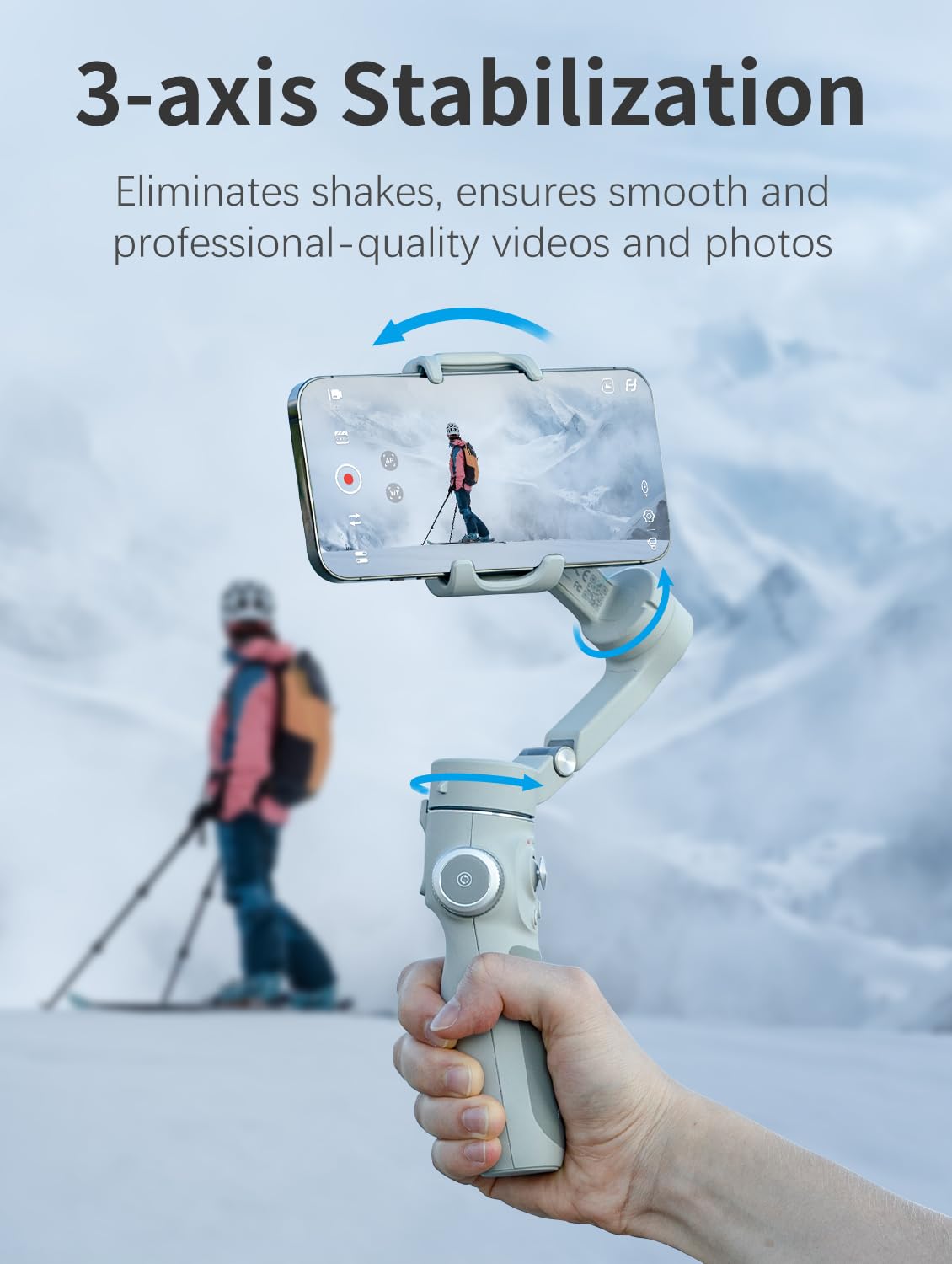 FeiyuTech VB4SE 3-Axis Smartphone Gimbal Stabilizer Kit with LED Light & AI Tracking Module, Storage Case - Perfect for TikTok Reels, YouTube Videos & Vlogging
