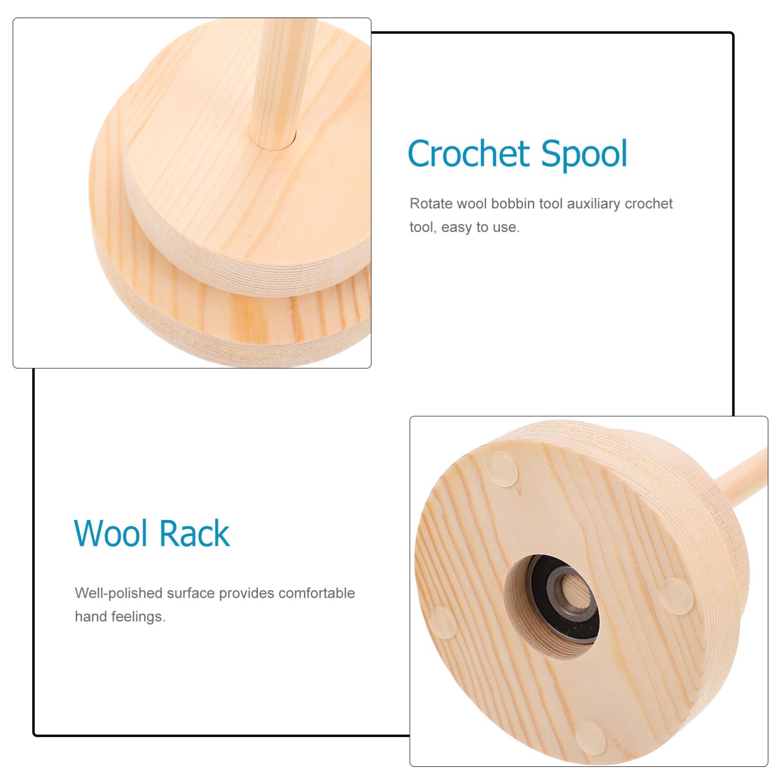 VILLCASE Wooden Yarn Spool Holder Stand - Rotatable Yarn Spindle Dispenser for Knitting, Crochet & Hair Braiding - Perfect Yarn Storage Organizer for Crafting, DIY Projects & Home Decor