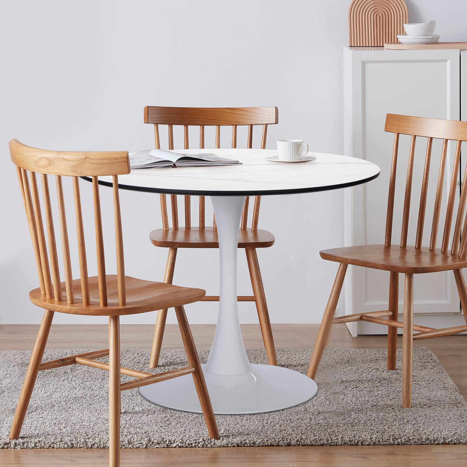 Modern White Marble Round Dining Table 31.5