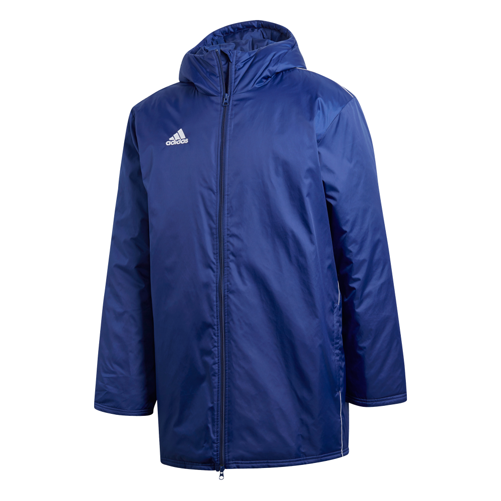 Adidas Core 18 Stadium Jacket for Men - Dark Blue/White Windbreaker - Lightweight Water-Resistant Running Jacket for Outdoor Sports & Casual Wear