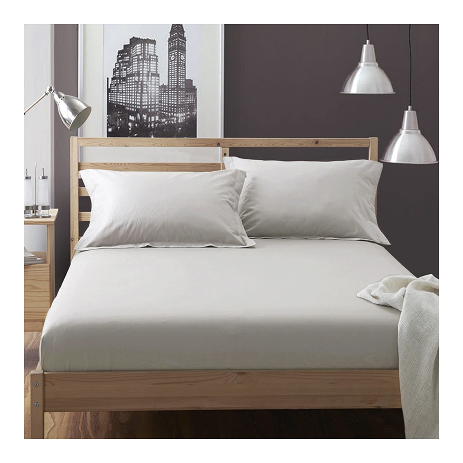 XCJ Deep Pocket Fitted Sheet - Twin Size 120x200cm - Shrink & Fade Resistant Jersey Bed Sheet - Easy Care Wrinkle-Free - Perfect for Guest Rooms, Dorms & Airbnb